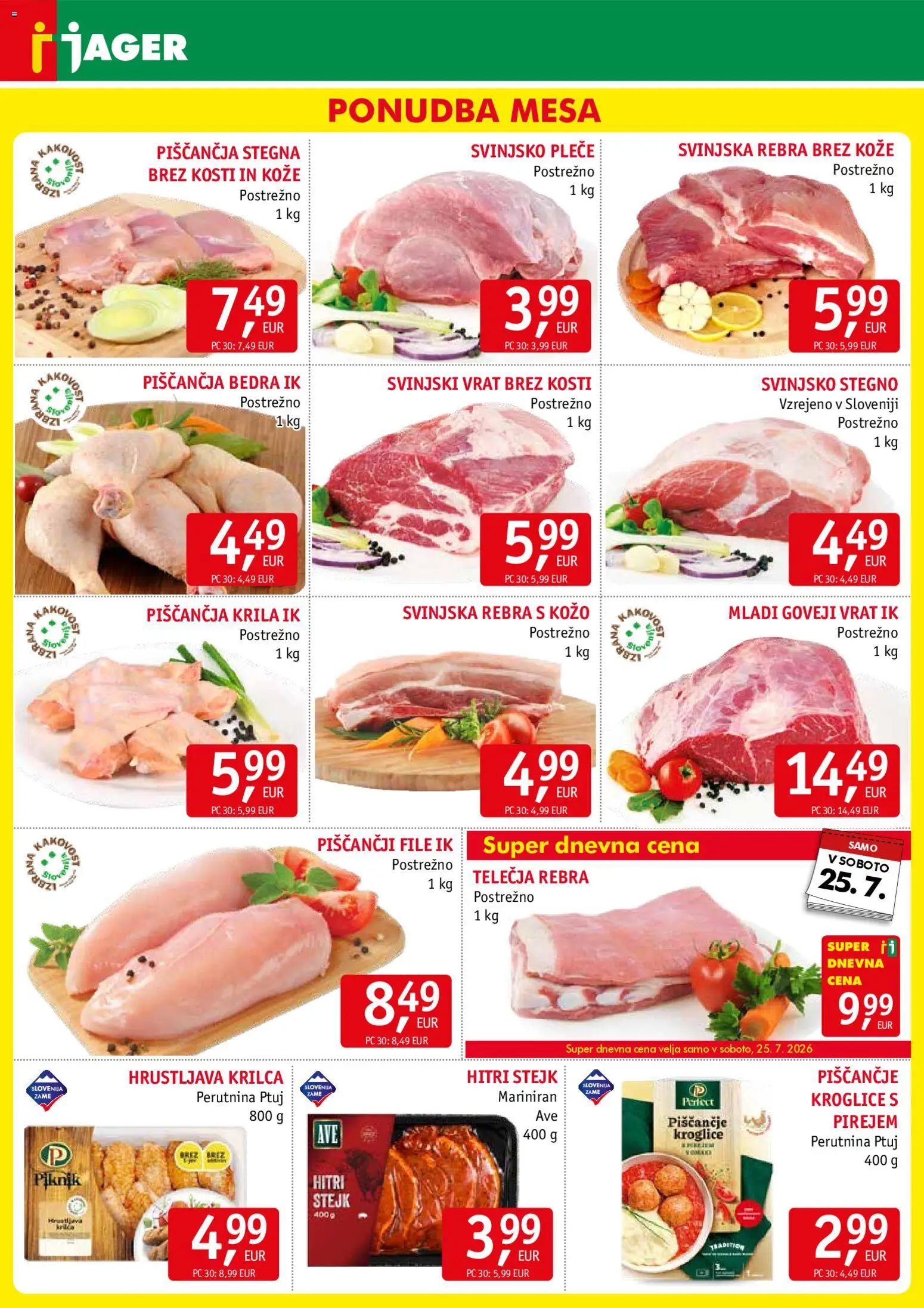Novi Jager katalog ponudbe – veljaven od 22.07.2026 | Stran: 3 | Izdelki: Piščančja bedra, Piščančja krila