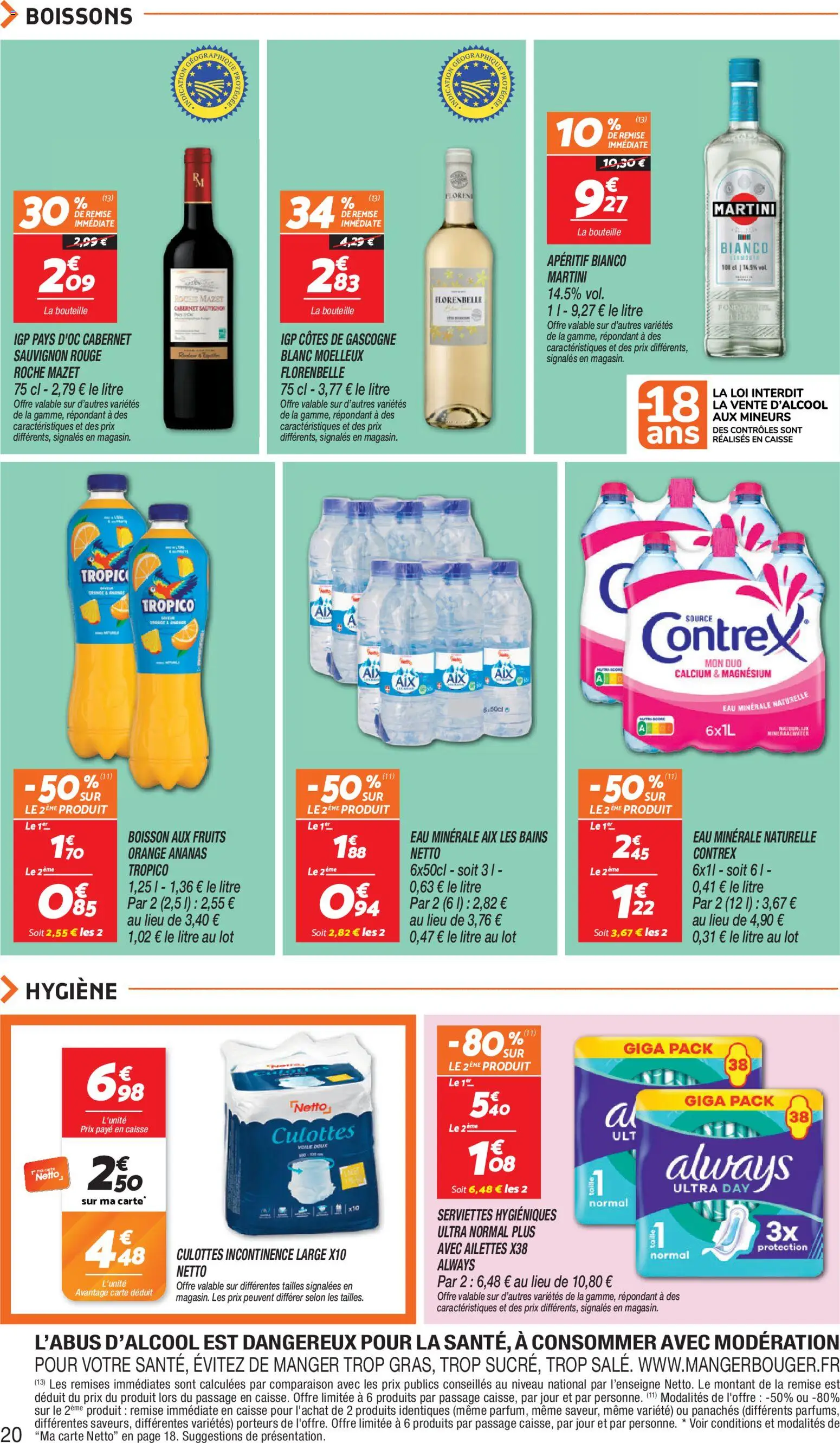 {H1} | Page: 20 | Produits: Eau minérale, Eau minerale naturelle Contrex, Culottes incontinence, Eau minérale naturelle