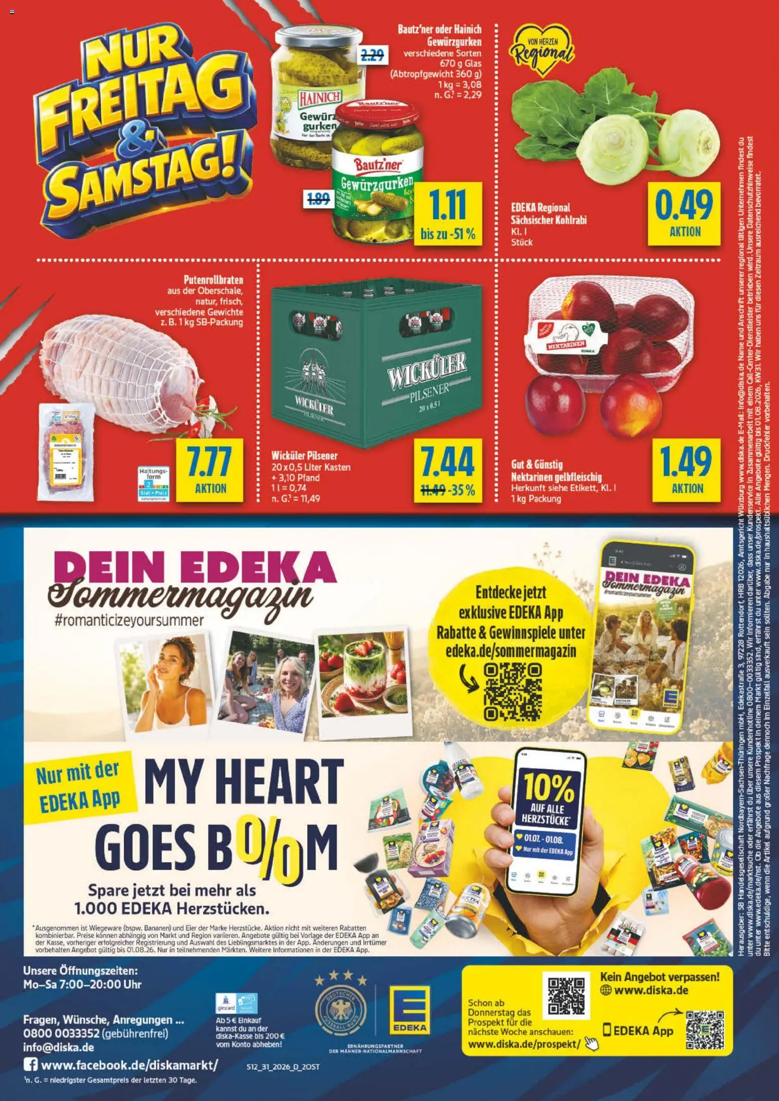 Diska Prospekt – gültig ab 27.07.2026 | Seite: 12 | Produkte: Nektarinen, Eier, Kohlrabi, Uhr