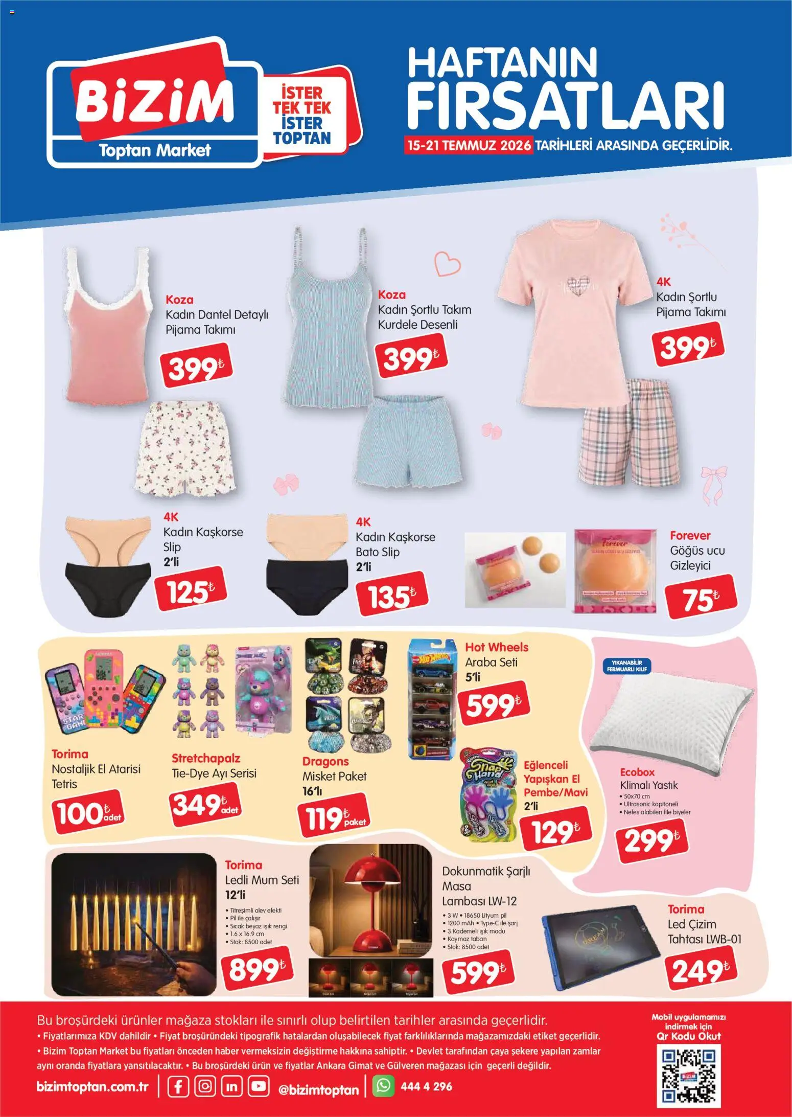 Bizim Toptan Katalog - 15 Temmuz 2026 tarihinden itibaren geçerlidir | Sayfa: 2 | Ürünler: Yastık, Masa, Pil, Pijama