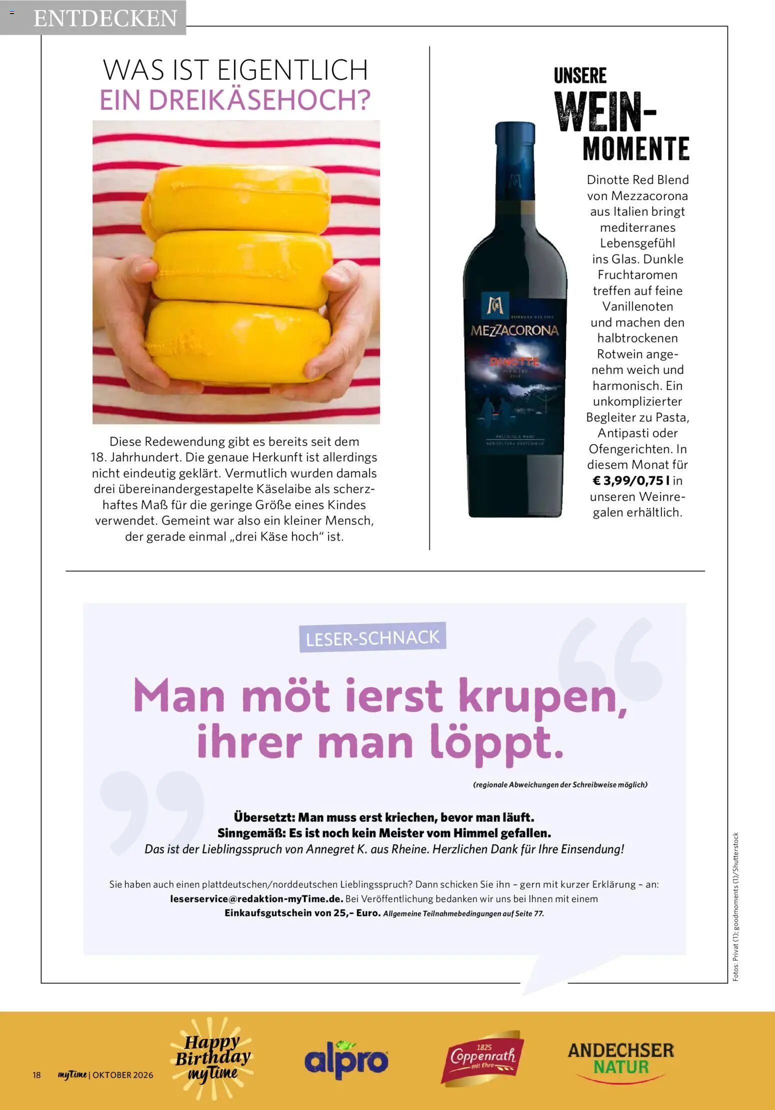 Combi myTime Oktober 2026 – gültig ab 01.10.2026 | Seite: 18 | Produkte: Käse, Rotwein, Wein