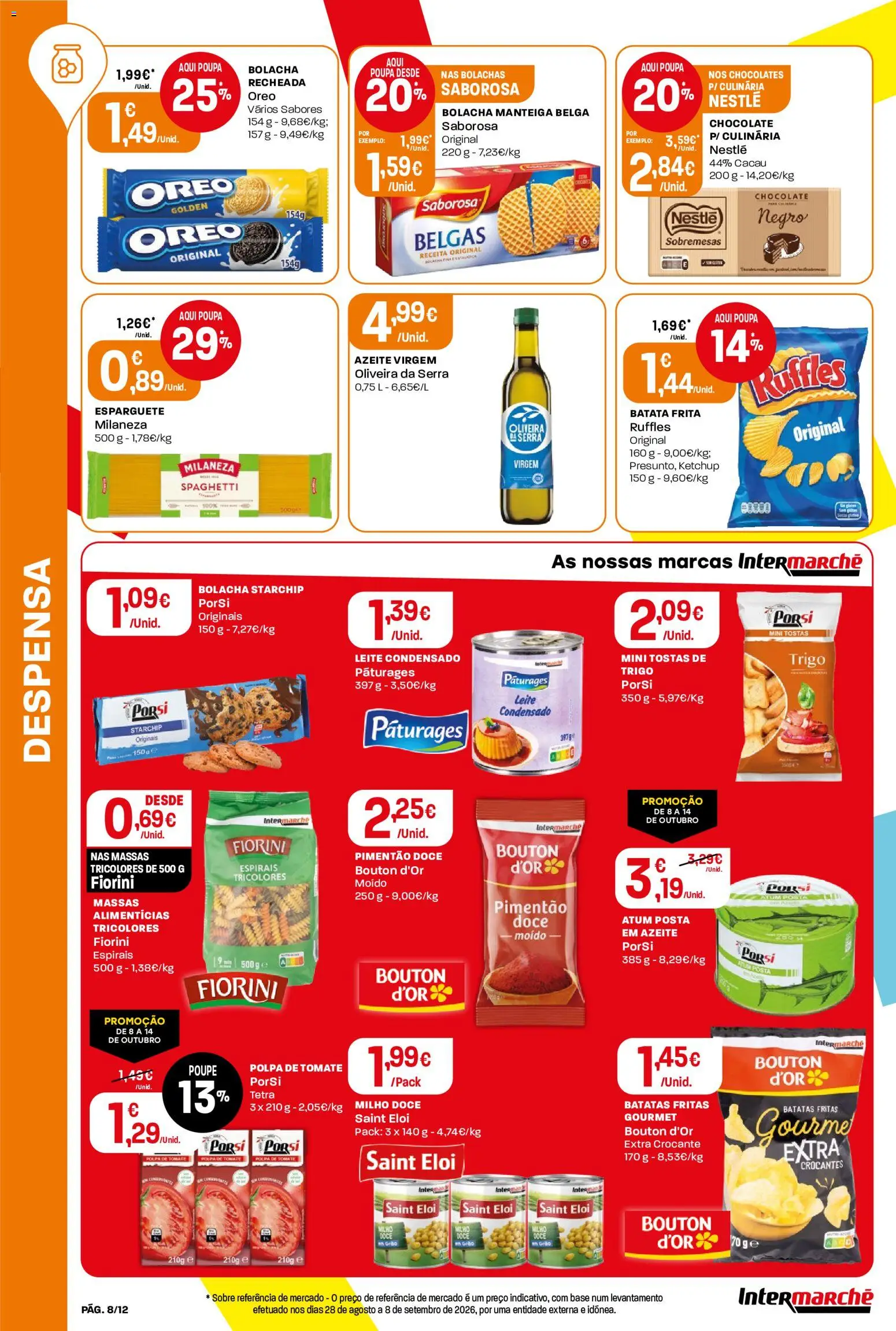 Intermarché folheto Mini │ válido de 08/10/2026 | Página: 8 | Produtos: Azeite, Batata frita, Polpa de tomate, Leite