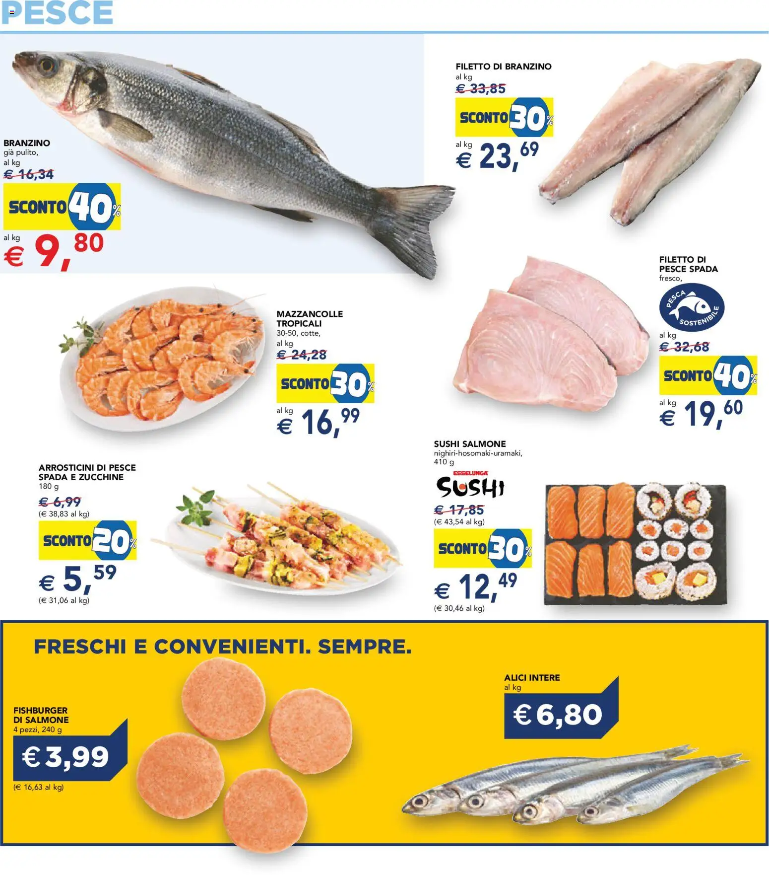 Volantino Esselunga S del 28.05.2026 | Pagina: 13 | Prodotti: Salmone, Pesce, Zucchine, Sushi