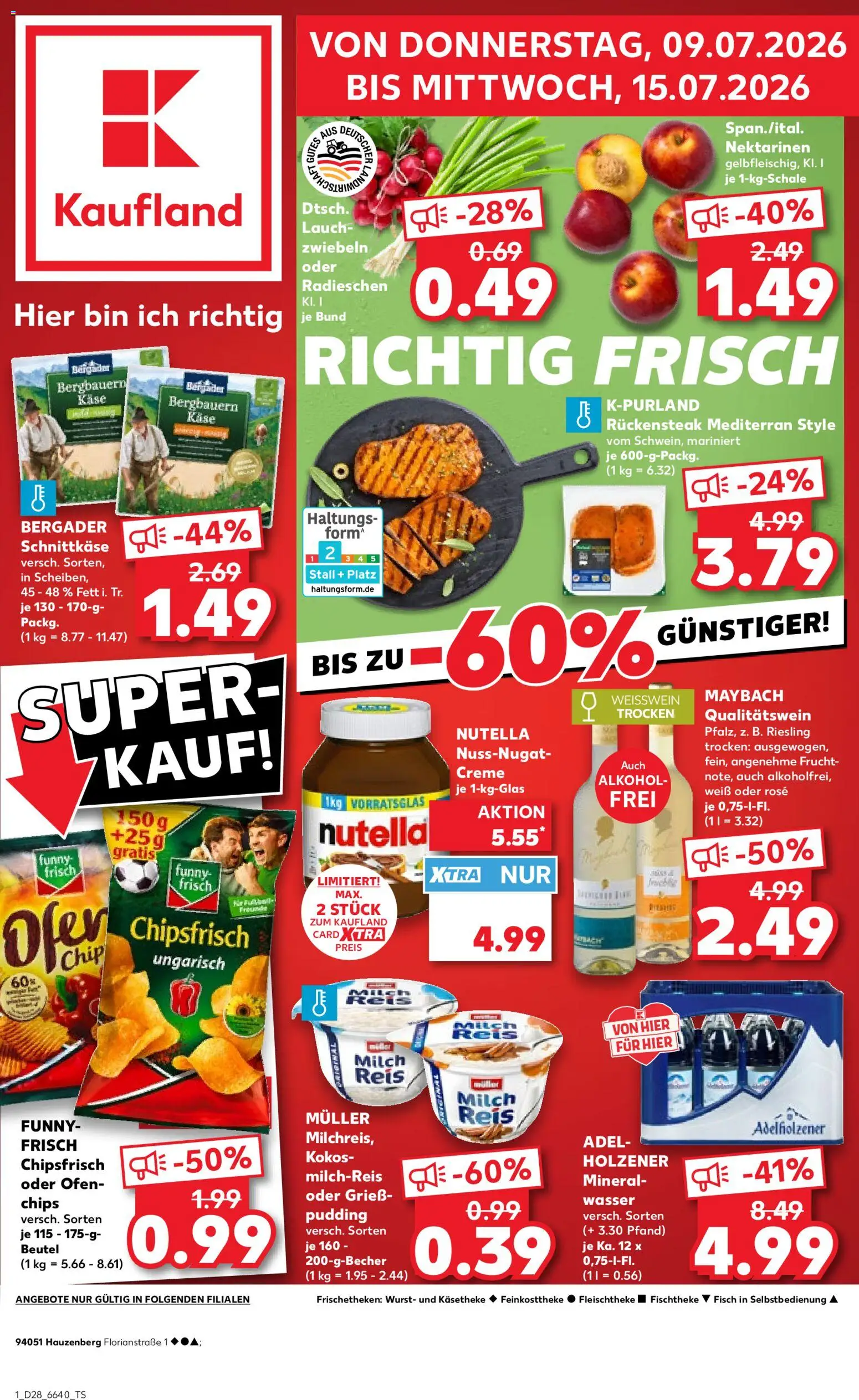 Kaufland Německo leták od 09.07.2026 | Strana: 1 | Produkty: Forma, Kaše, Kokos, Nutella