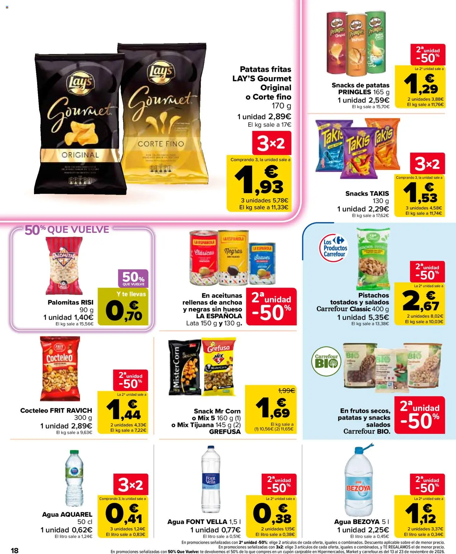 Carrefour Market folleto │ válido desde el 27/10/2026 | Página: 18 | Productos: Aceitunas, Snacks, Patatas, Patatas fritas