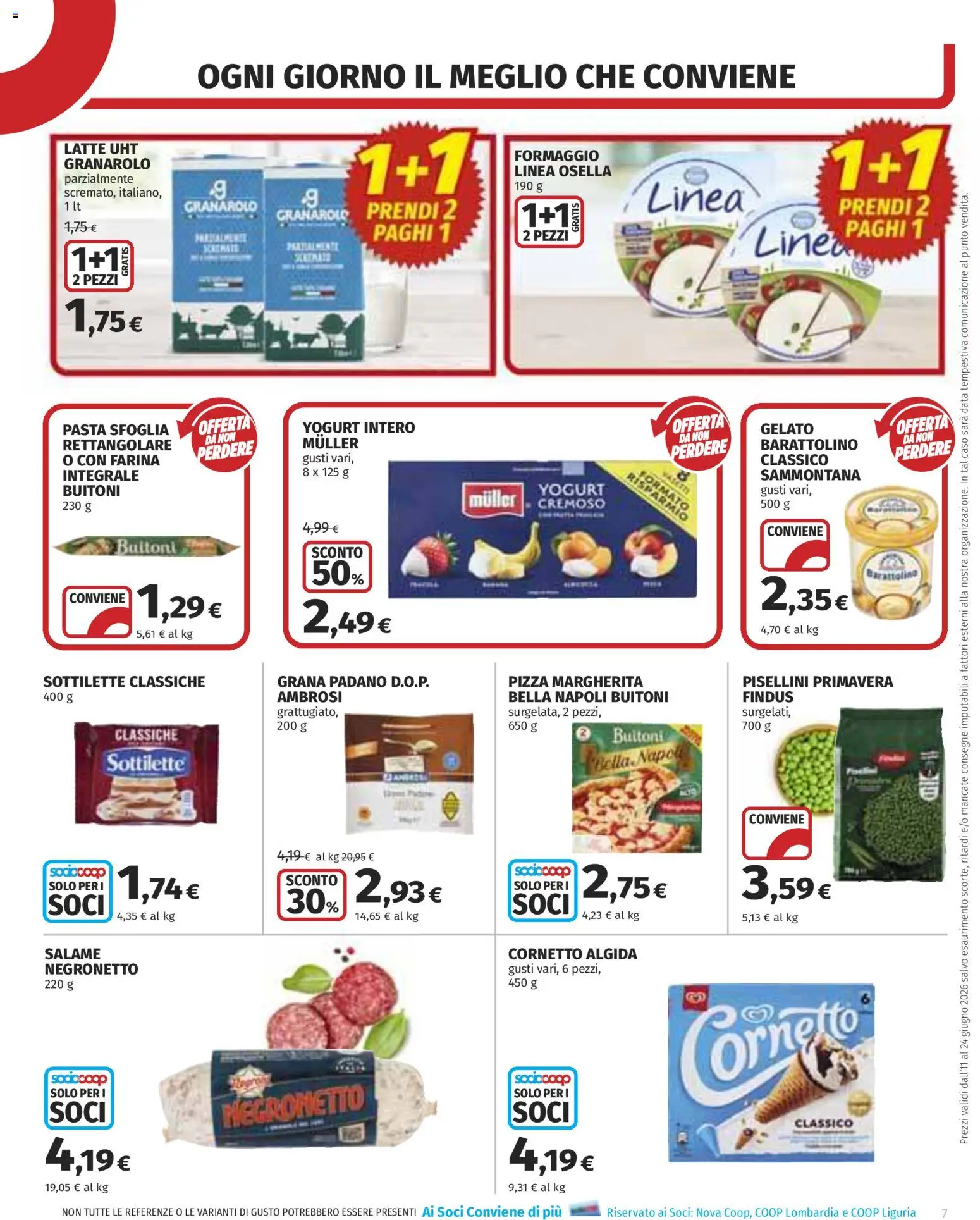 Volantino COOP del 11.06.2026 | Pagina: 7 | Prodotti: Yogurt, Cornetto, Formaggio, Data