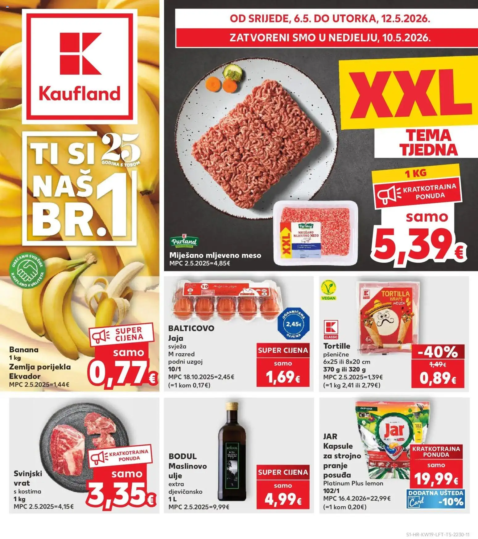 Kaufland katalog | vrijedi od 06.05.2026 | Stranica: 1 | Proizvodi: Svinjski vrat, Jaja, Ulje, Mljeveno meso