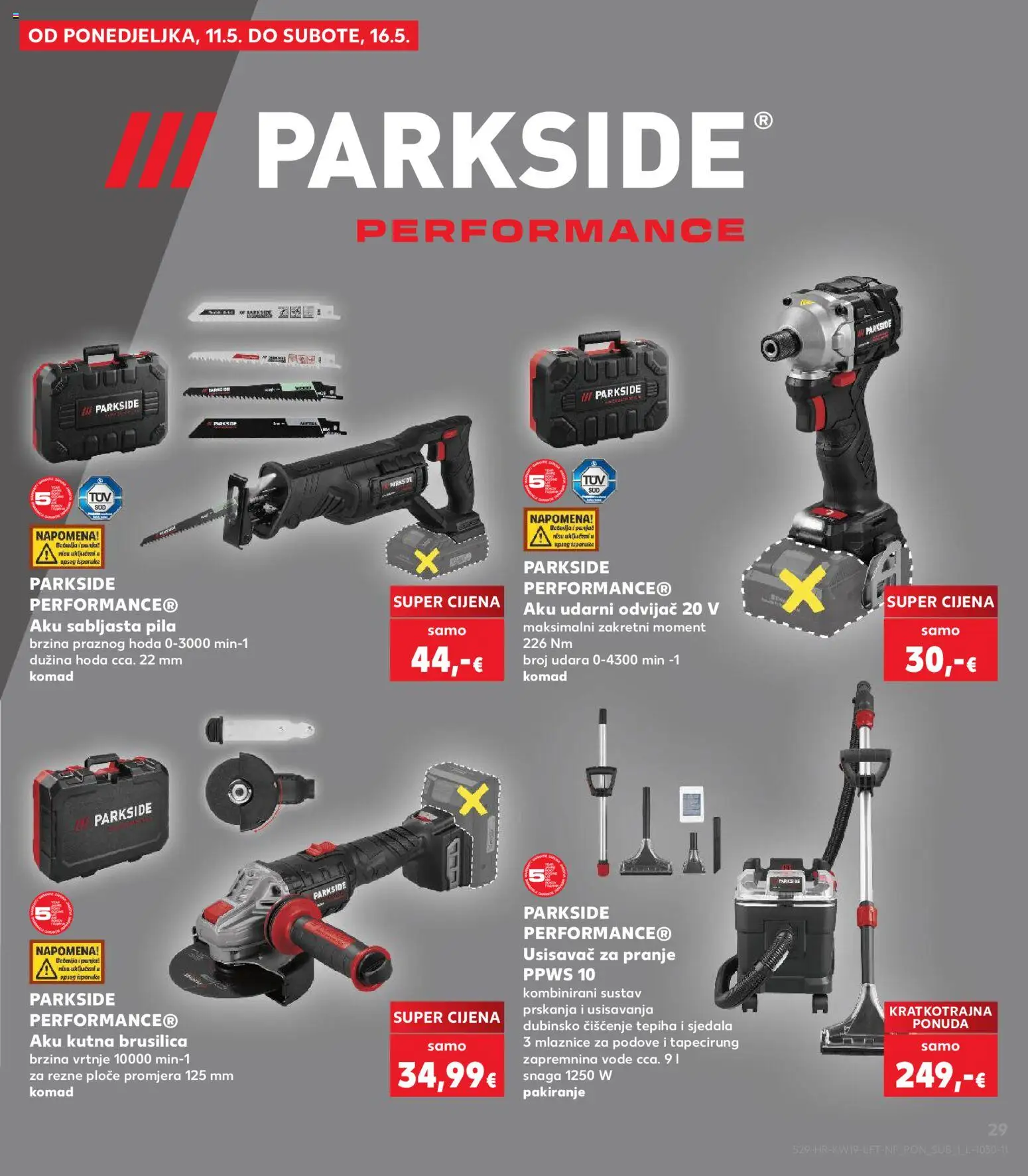 Kaufland katalog | vrijedi od 06.05.2026 | Stranica: 29 | Proizvodi: Baterija, Kutna brusilica, Pila, Parkside