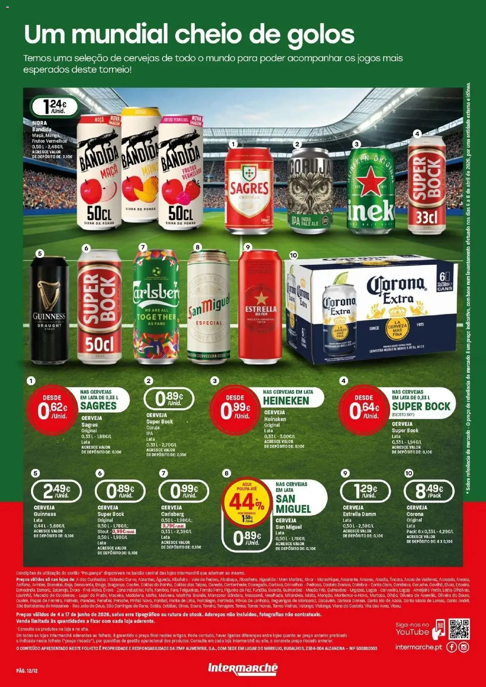 Intermarché - O melhor mundial serve-se em casa │ válido de 04.06.2026 | Página: 12 | Produtos: Super bock, Base, Maça, Cerveja