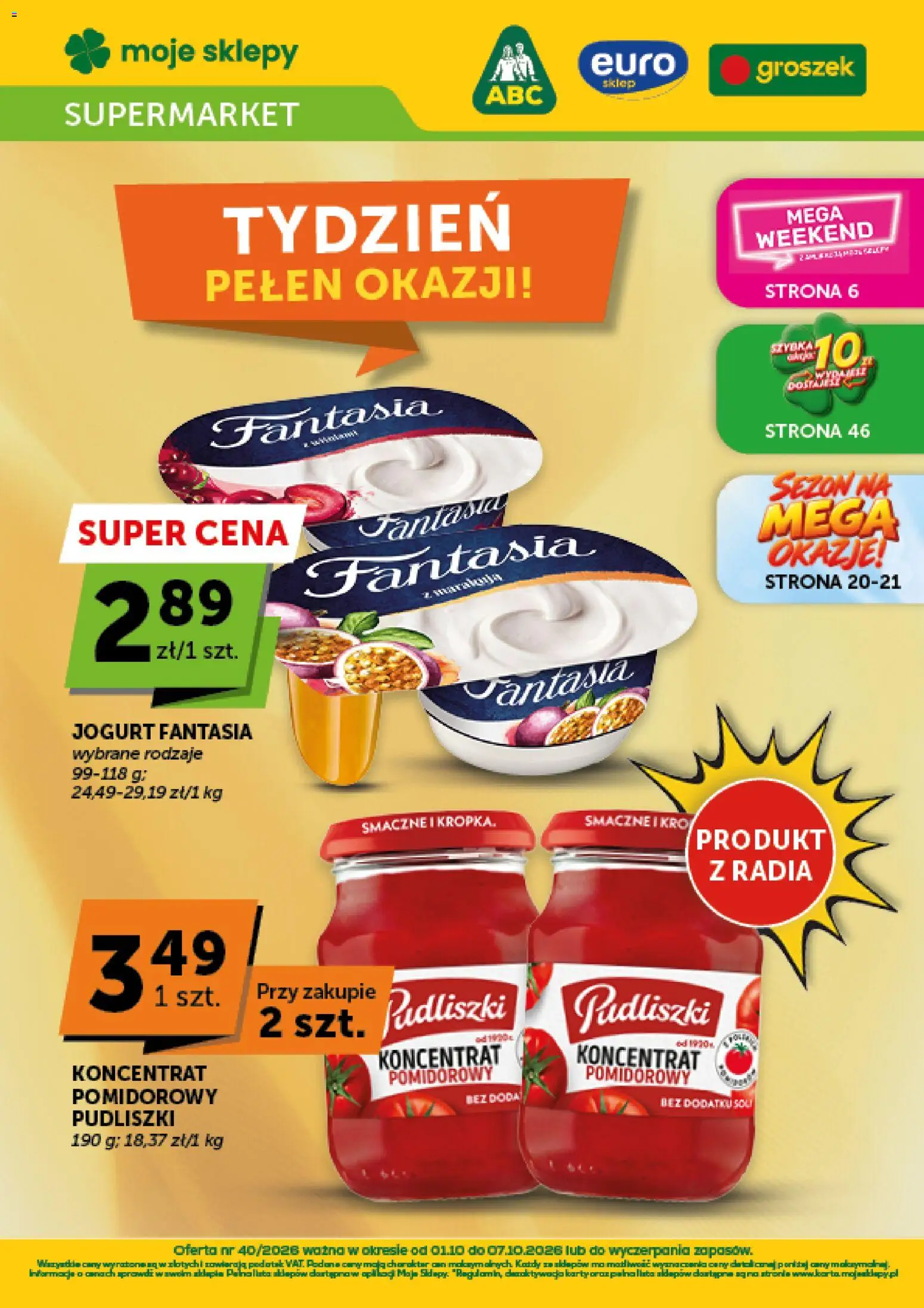 Euro Sklep gazetka od 01.10.2026 | Strona: 1 | Produkty: Groszek, Koncentrat pomidorowy, Jogurt