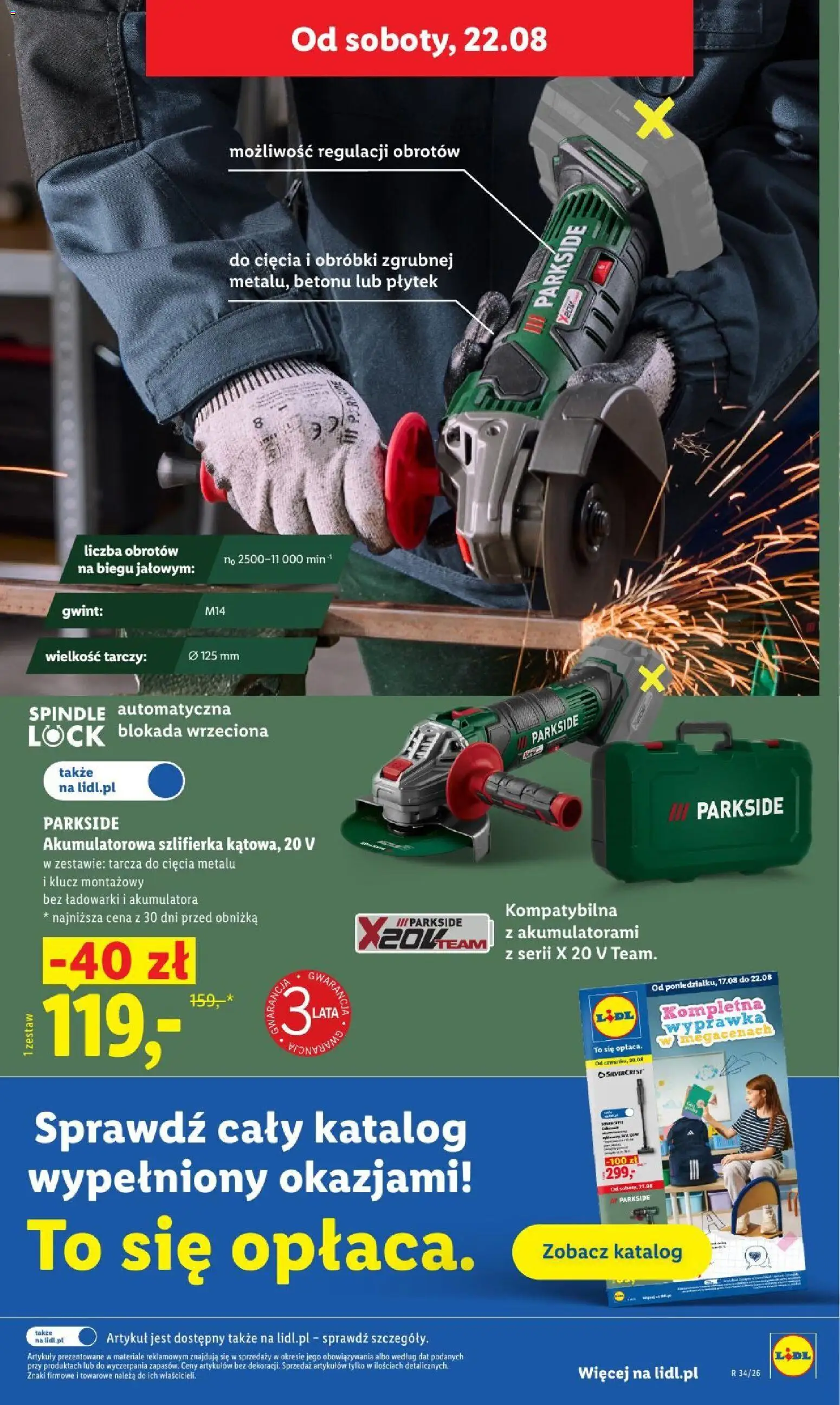 Lidl gazetka od 20.08.2026 | Strona: 41 | Produkty: Szlifierka