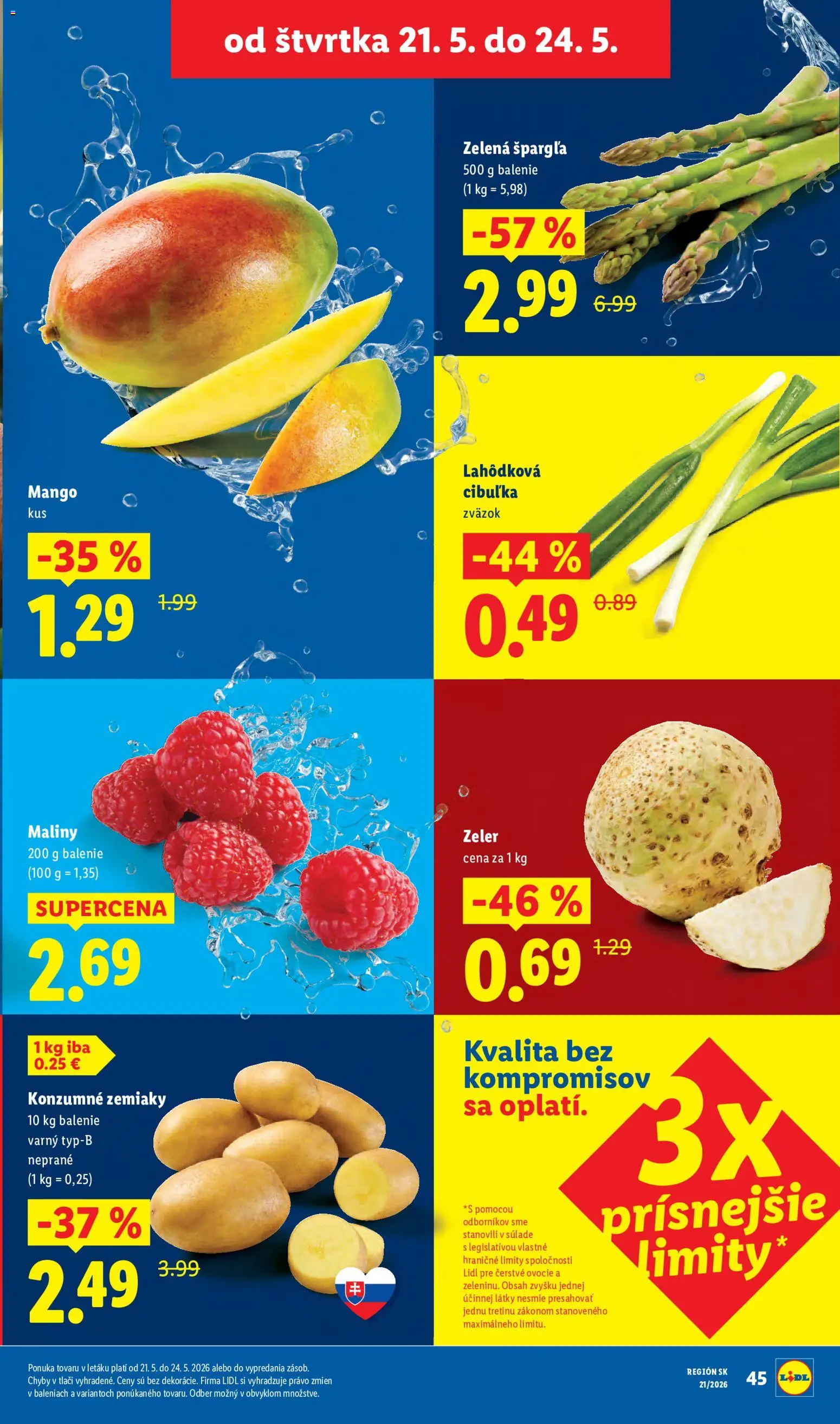 Nové Lidl akcie – leták je platný od 18.05.2026 | Strana: 51 | Produkty: Zemiaky, Mango, Zeler, Maliny