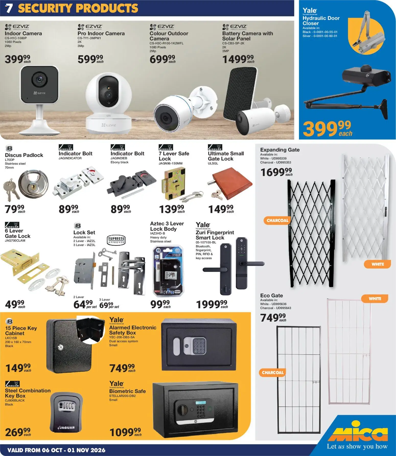 New MICA catalogue – valid from 06/10/2026 | Page: 7 | Products: Camera, Padlock, Battery, Gate