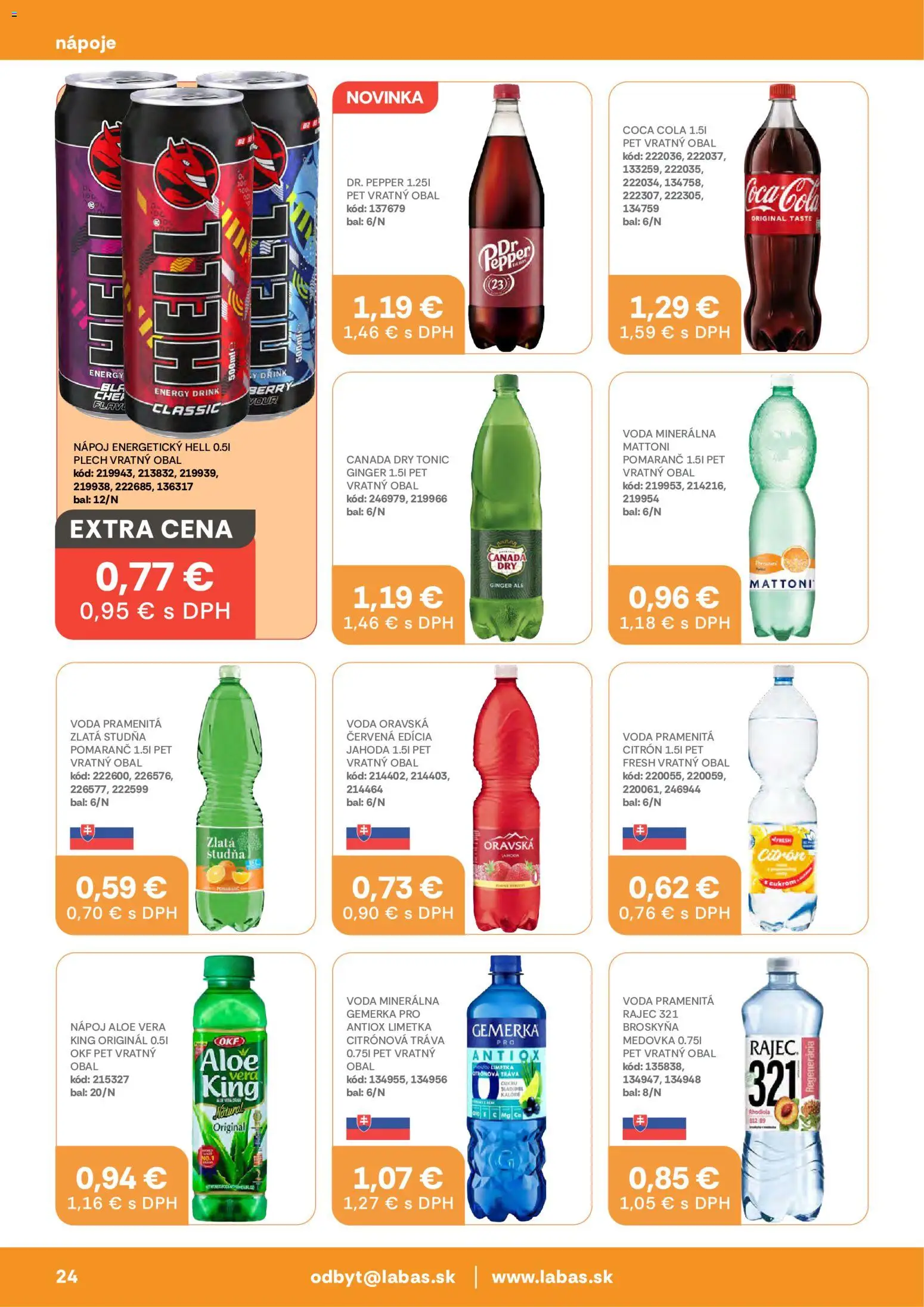 Nové Labaš akcie – leták je platný od 23.10.2026 | Strana: 24 | Produkty: Limetka, Aloe Vera, Mattoni, Minerálna voda