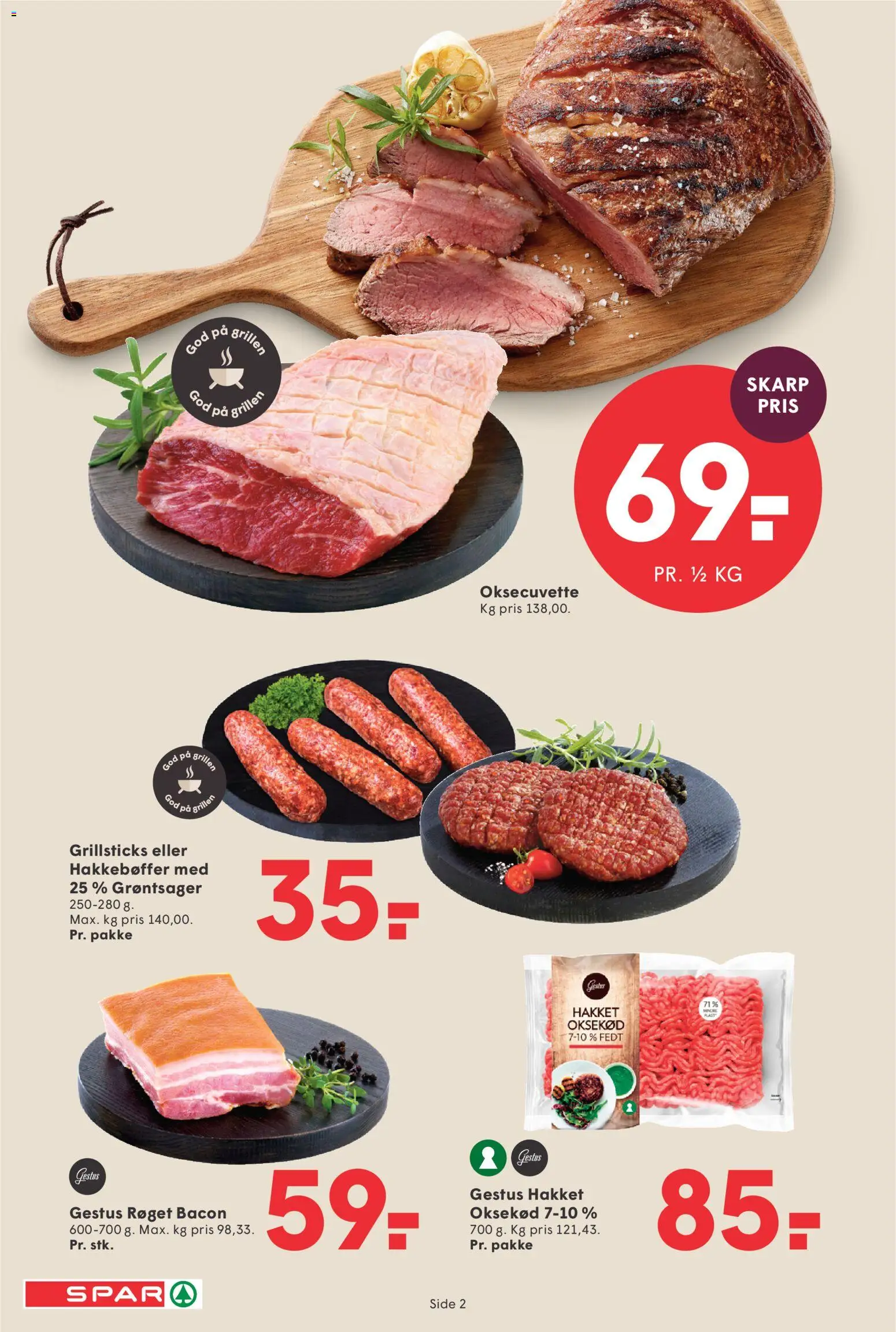 Spar tilbudsavis – gyldig fra 29.05.2026 | Side: 2 | Produkter: Oksekød, Bacon