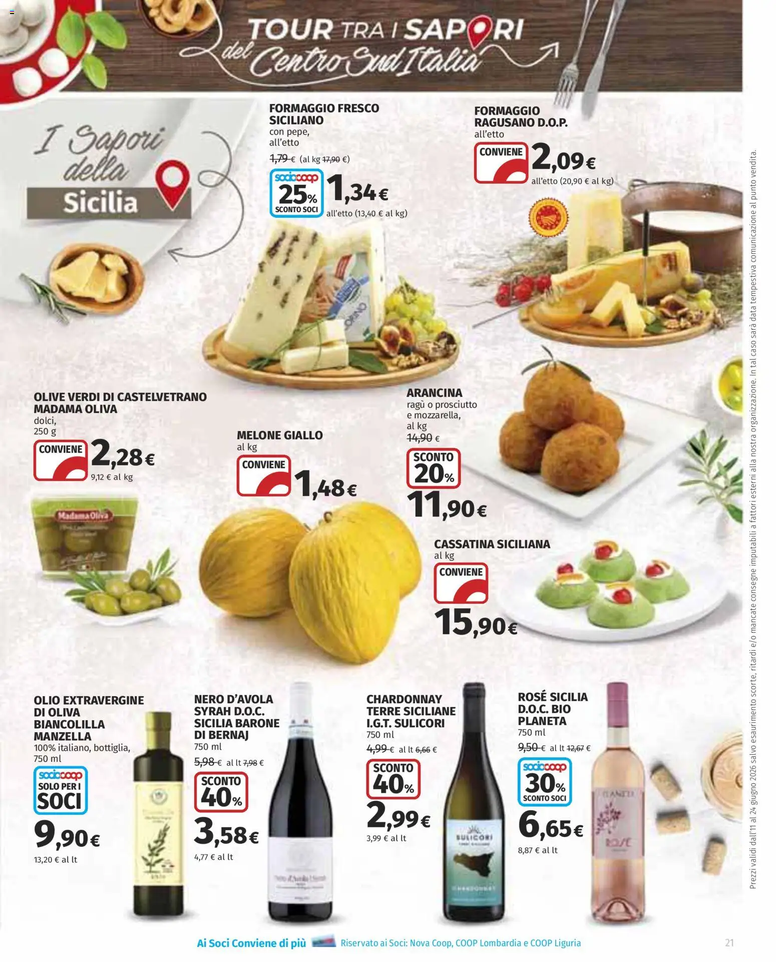 Volantino COOP del 11.06.2026 | Pagina: 21 | Prodotti: Formaggio, Olive, Prosciutto, Ragú