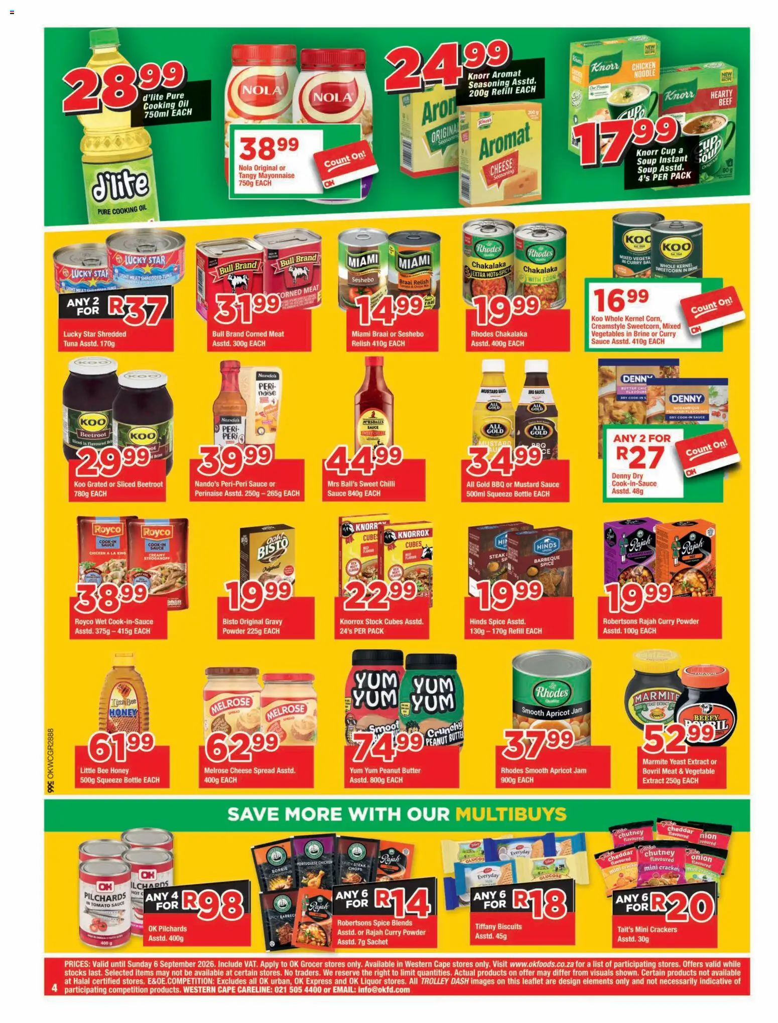 New OK Foods catalogue – valid from 25/08/2026 | Page: 4 | Products: Chicken, Peanut butter, Mayonnaise, Chilli