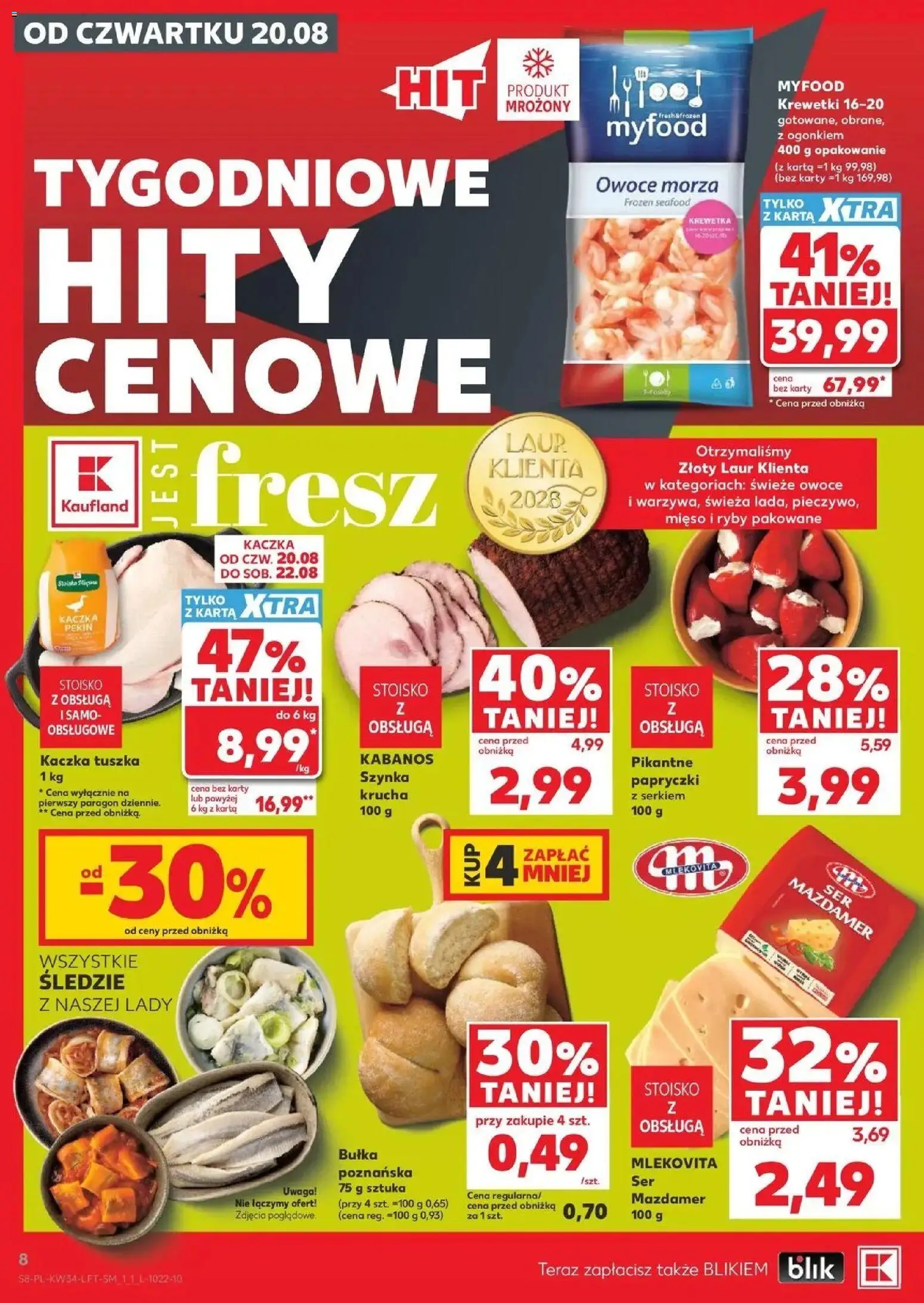 Kaufland gazetka od 20.08.2026 - od jutra PDF | Strona: 8 | Produkty: Karta, Szynka, Bułka, Ser