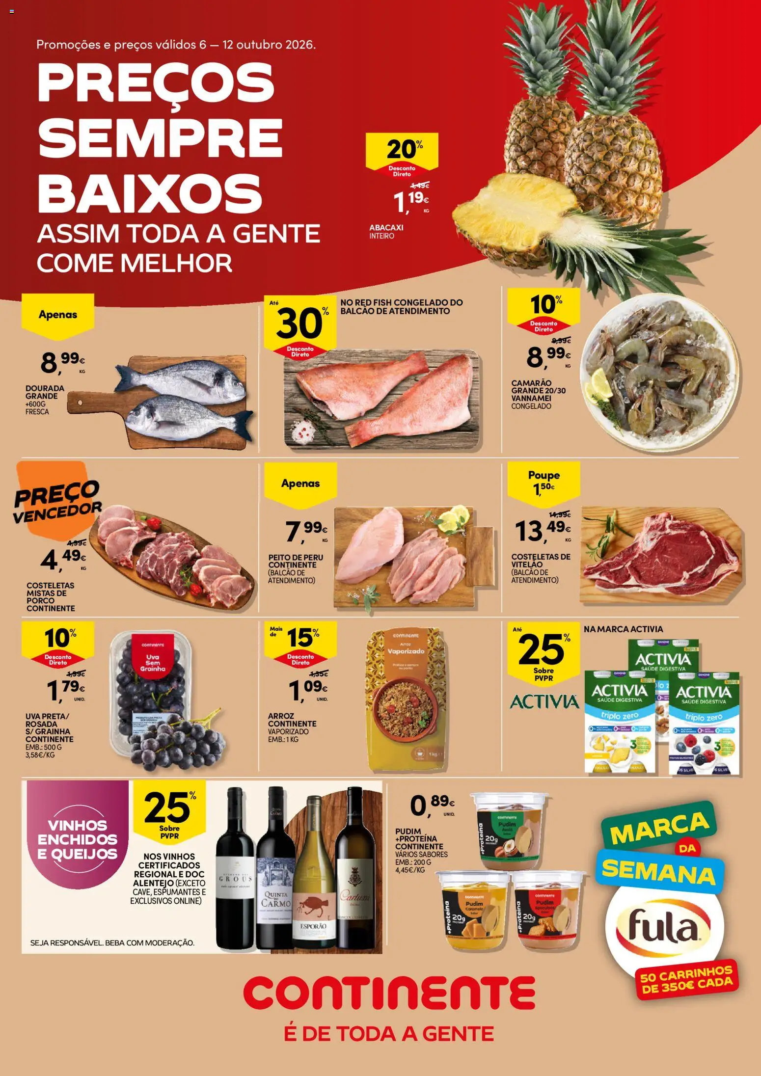 Continente folheto Bom Dia │ válido de 06/10/2026 | Página: 1 | Produtos: Dourada, Peru, Camarão, Abacaxi