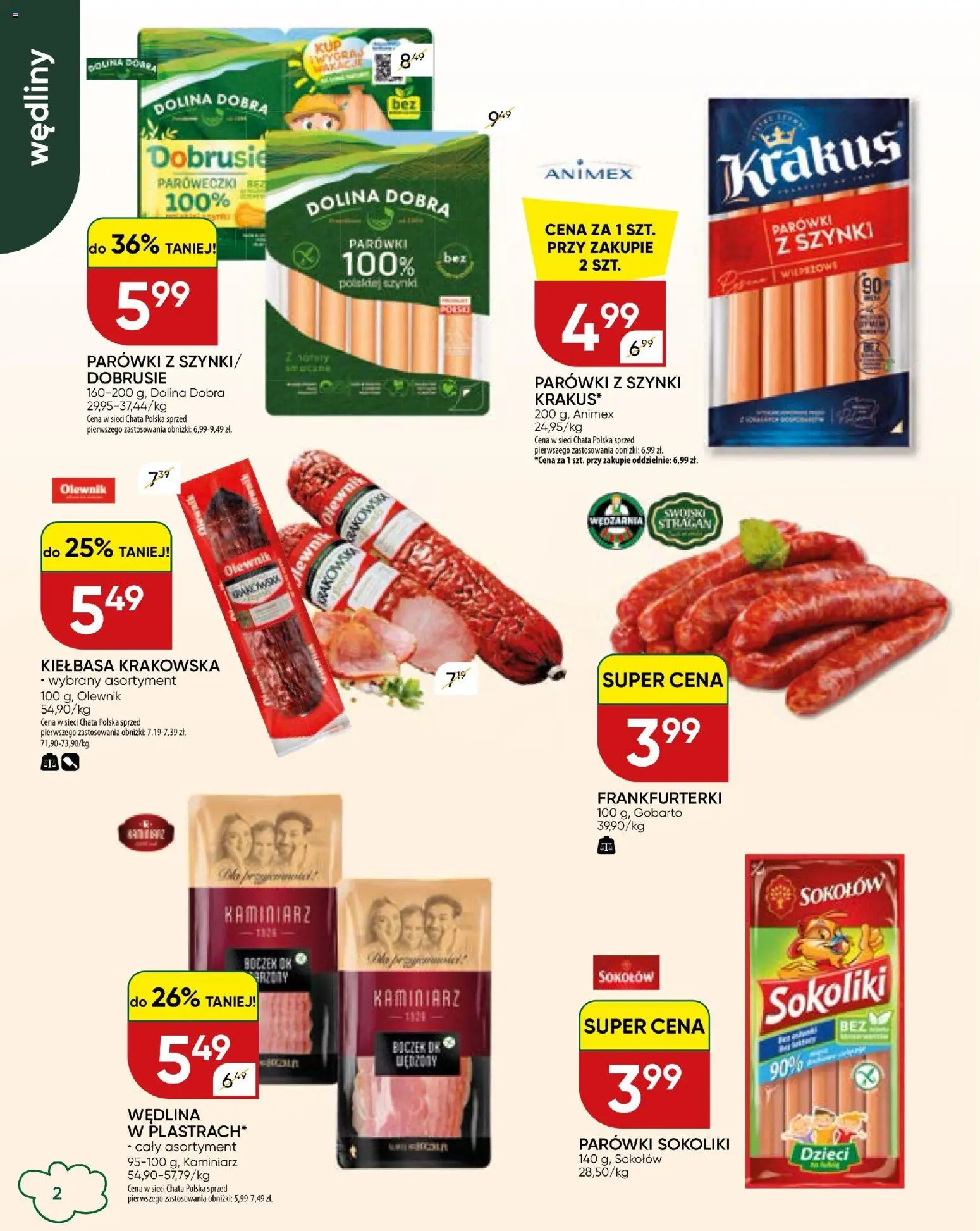 Chata Polska gazetka od 27.08.2026 | Strona: 24 | Produkty: Frankfurterki, Parówki z szynki, Parówki, Boczek