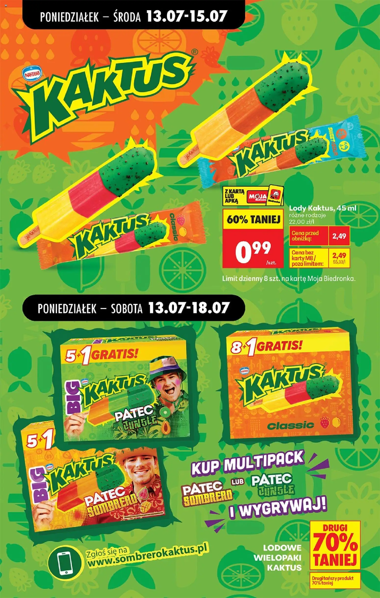 Biedronka gazetka od poniedziałku od 13.07.2026 | Strona: 57 | Produkty: Karta, Lody