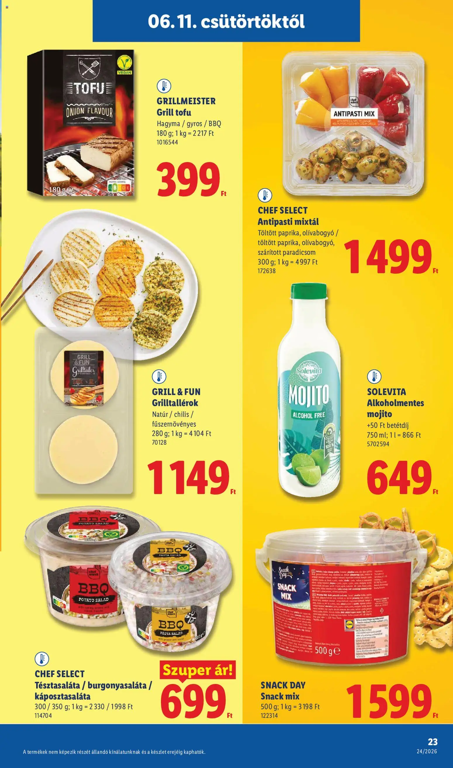 Lidl akciós ujság - amely érvényes a következő dátumtól: 11.06.2026 | Oldal: 23 | Termékek: Szárított paradicsom, Tofu, Vegán, Hagyma