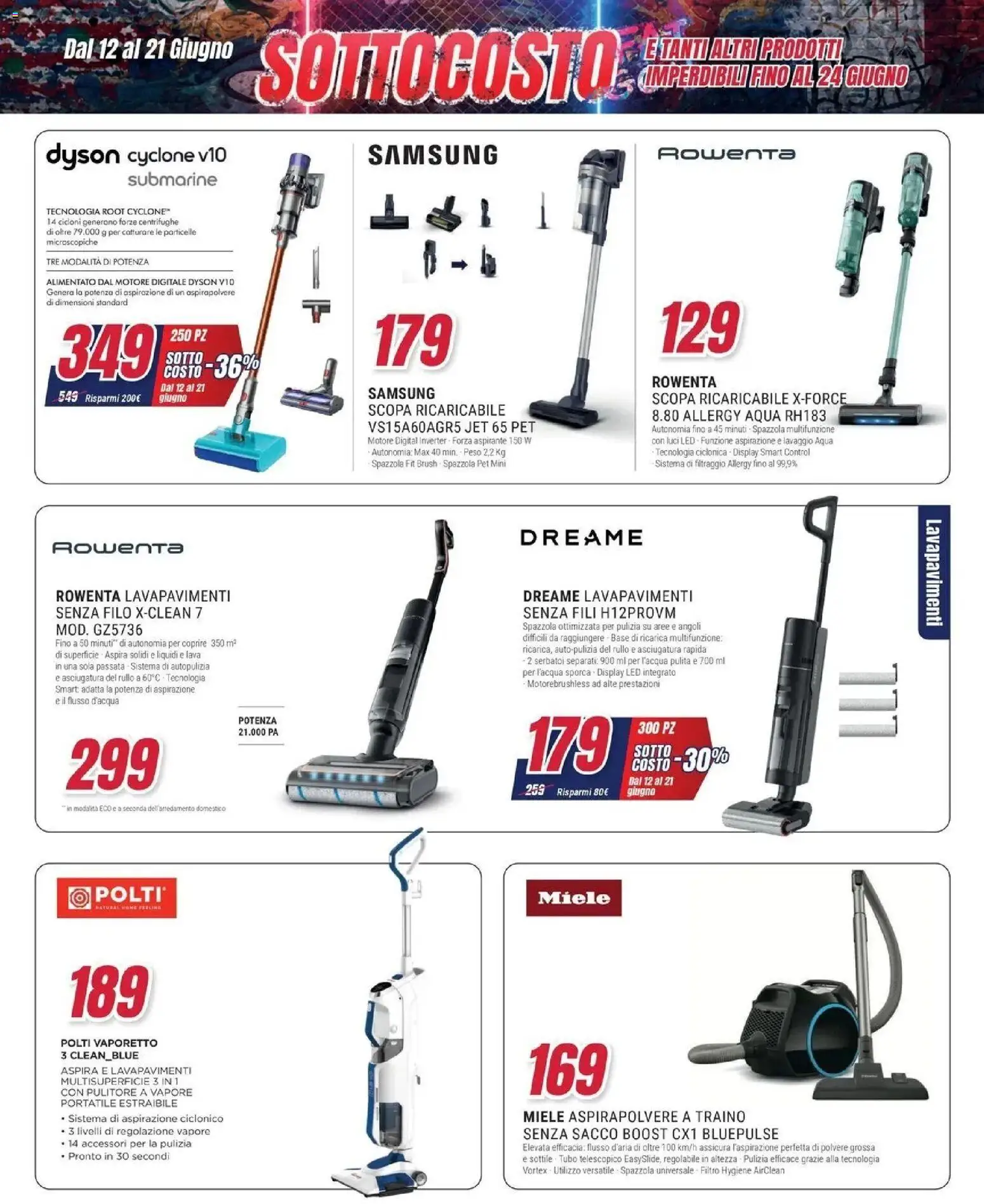 Volantino Trony del 11.06.2026 | Pagina: 13 | Prodotti: Spazzola, Aspirapolvere, Dyson, Samsung