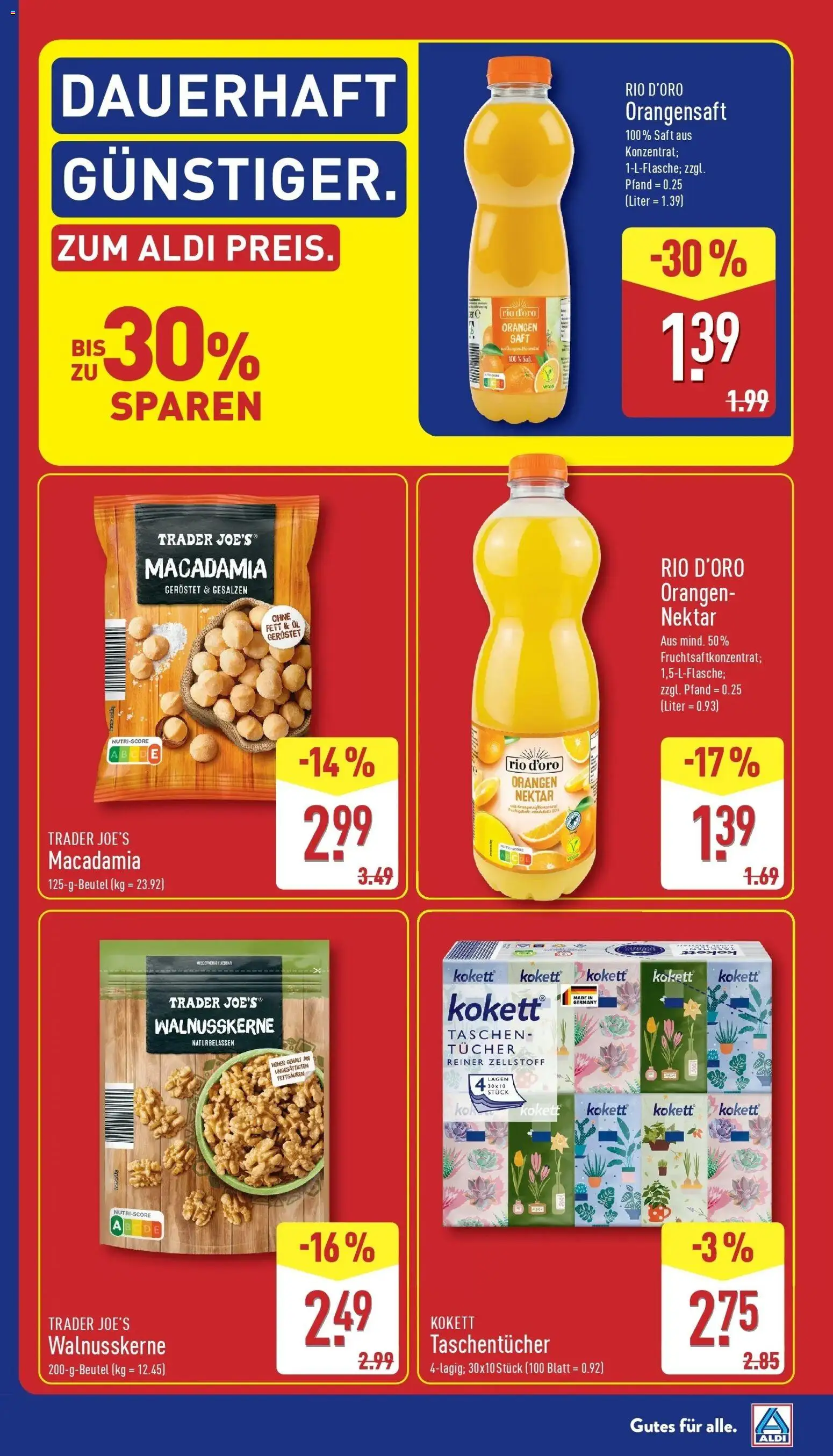 Aldi Aktueller Prospekt (ab 31.08.2026) » Angebote Online | Seite: 4 | Produkte: Öl, Taschentücher, Taschen, Saft