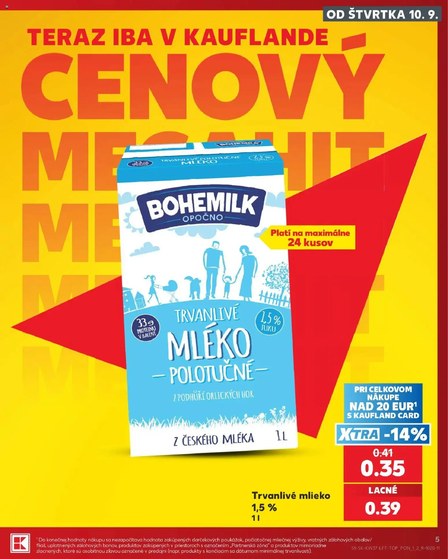 Nové Kaufland akcie – leták je platný od 10.09.2026 | Strana: 5 | Produkty: Mlieko, Trvanlivé mlieko