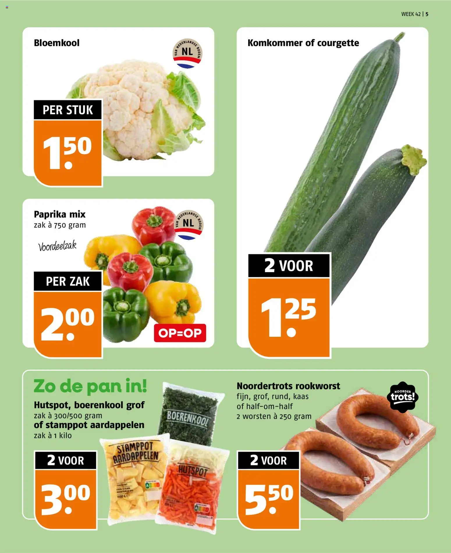 {H1} | Pagina: 5 | Producten: Bloemkool, Boerenkool, Pan, Zak