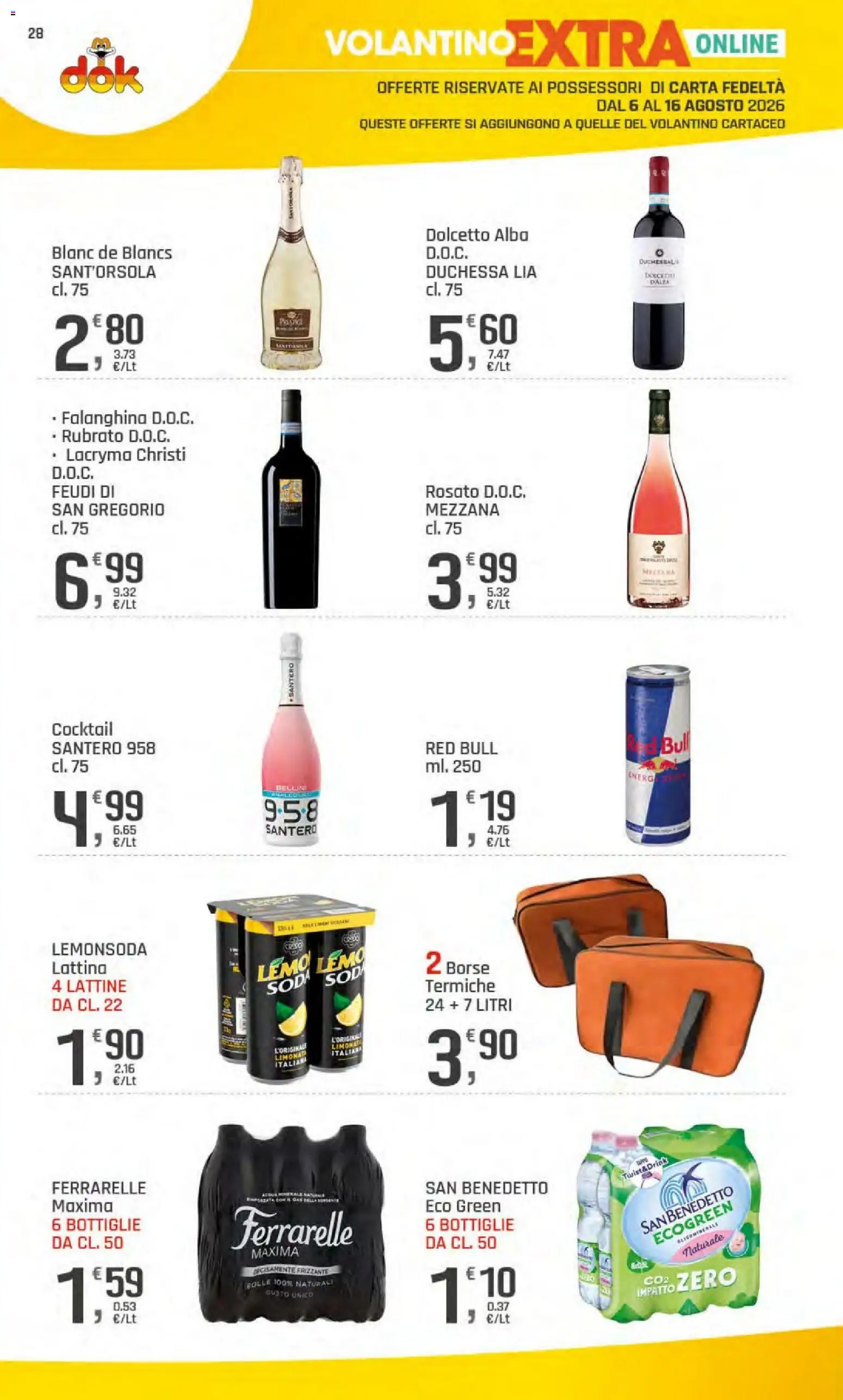 Volantino DOK del 06/08/2026 | Pagina: 32 | Prodotti: Limonata, Red Bull, Ferrarelle