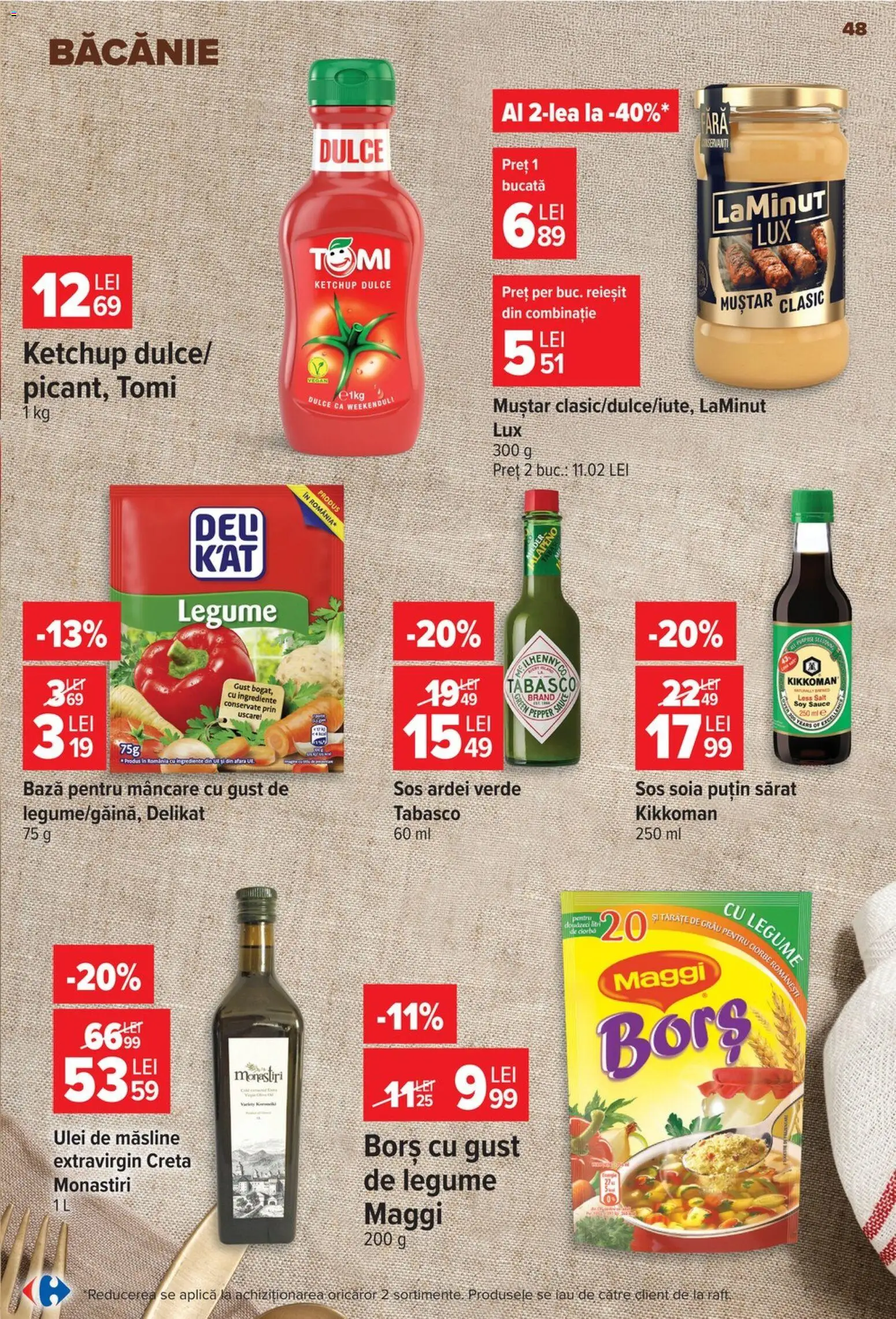 Noul catalog Carrefour – valabil de la 19.08.2026 | Pagină: 48 | Produse: Aplică, Raft, Măsline, Ardei