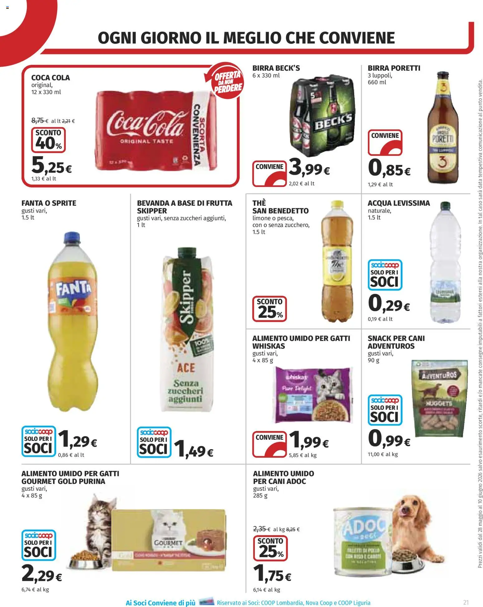 Volantino COOP del 28.05.2026 | Pagina: 21 | Prodotti: Acqua, Limone, Fanta, Coca Cola