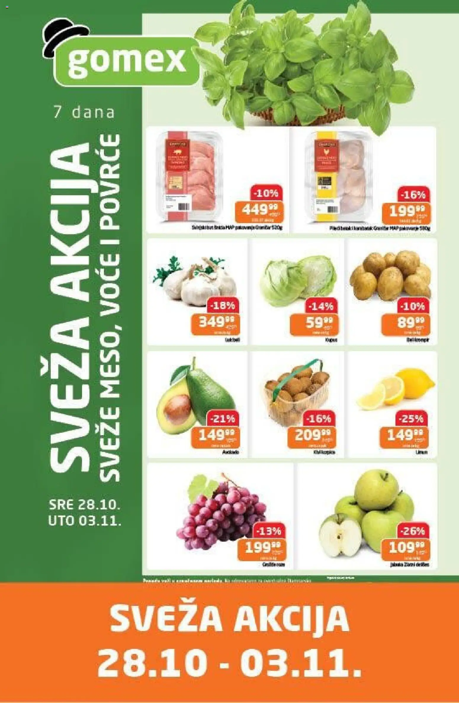 Gomex katalog - važi od 28.10.2026 | Strana: 1 | Proizvode: Voće, Povrće