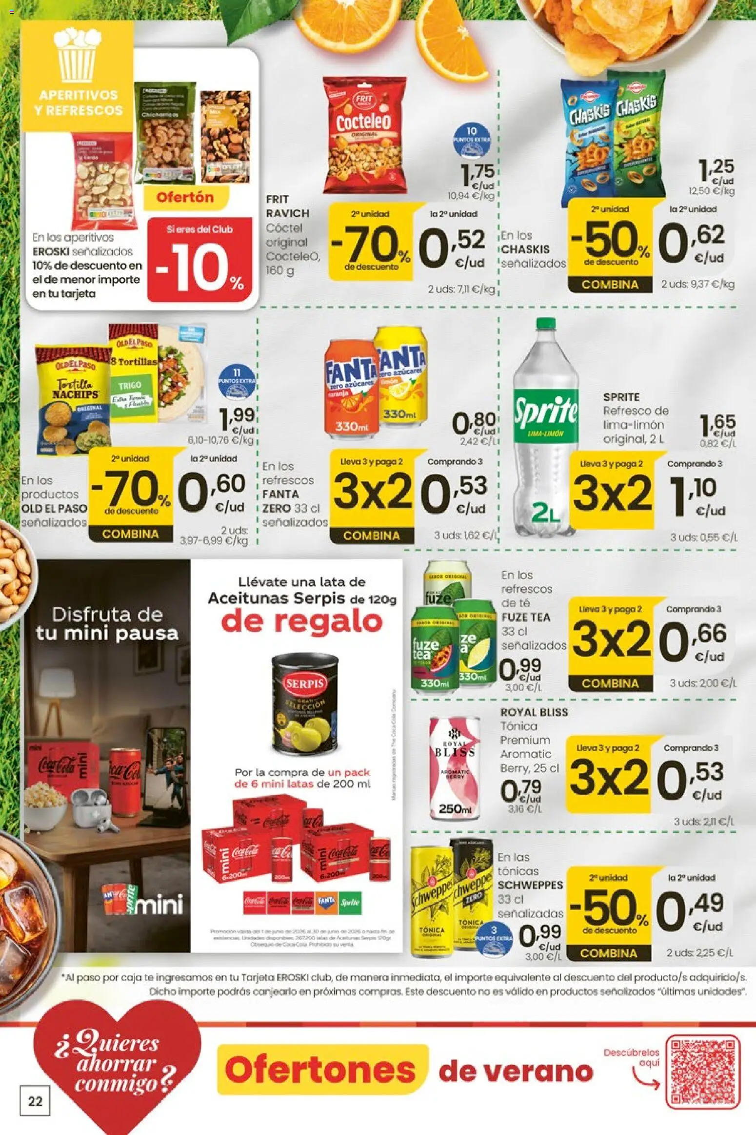 Eroski Ofertones de verano │ válido desde el 28.05.2026 | Página: 22 | Productos: Té, Πρίζες, Caja