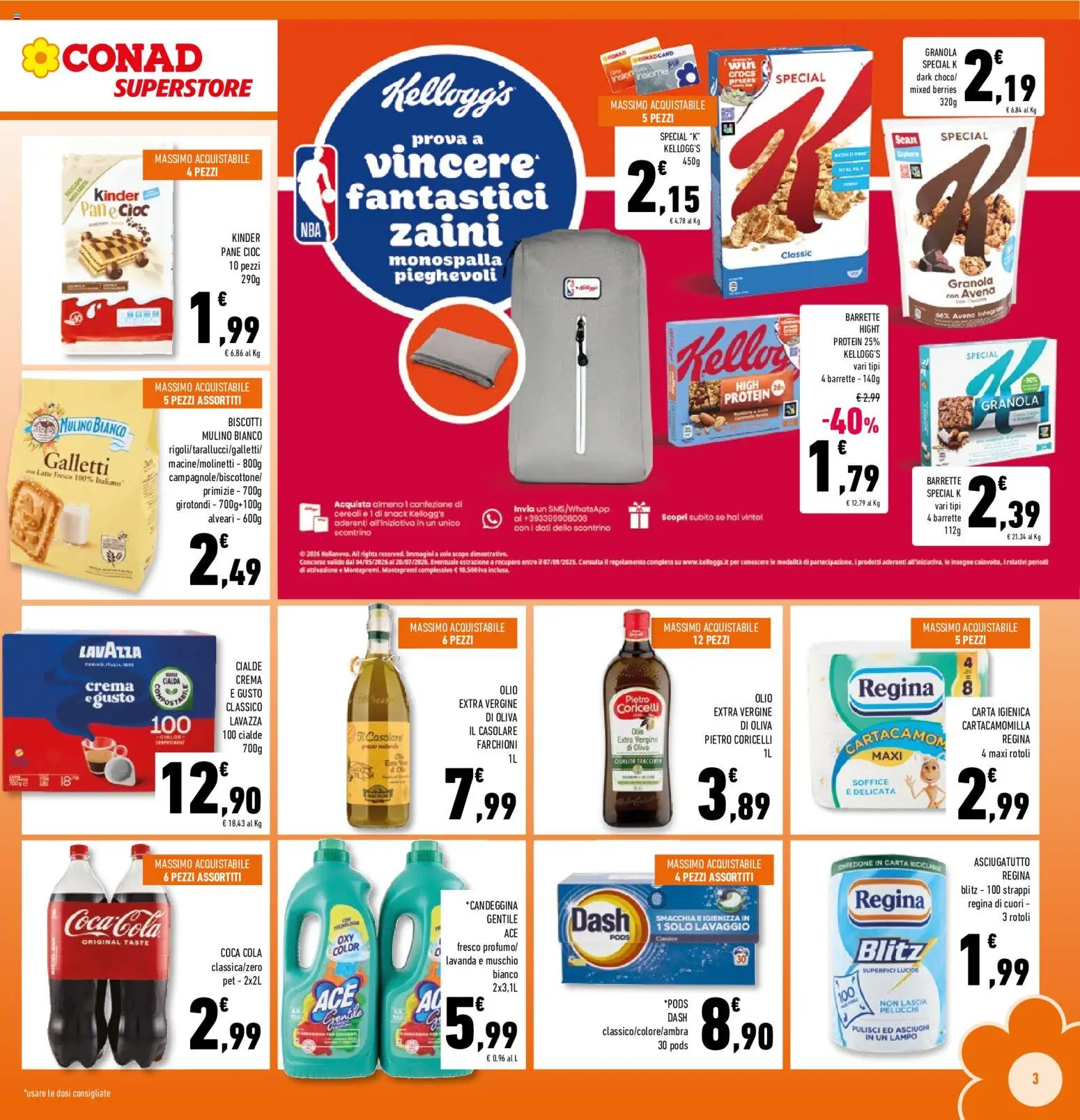 Volantino Conad del 17.06.2026 | Pagina: 3 | Prodotti: Pane, Cereali, Olive, Coca Cola