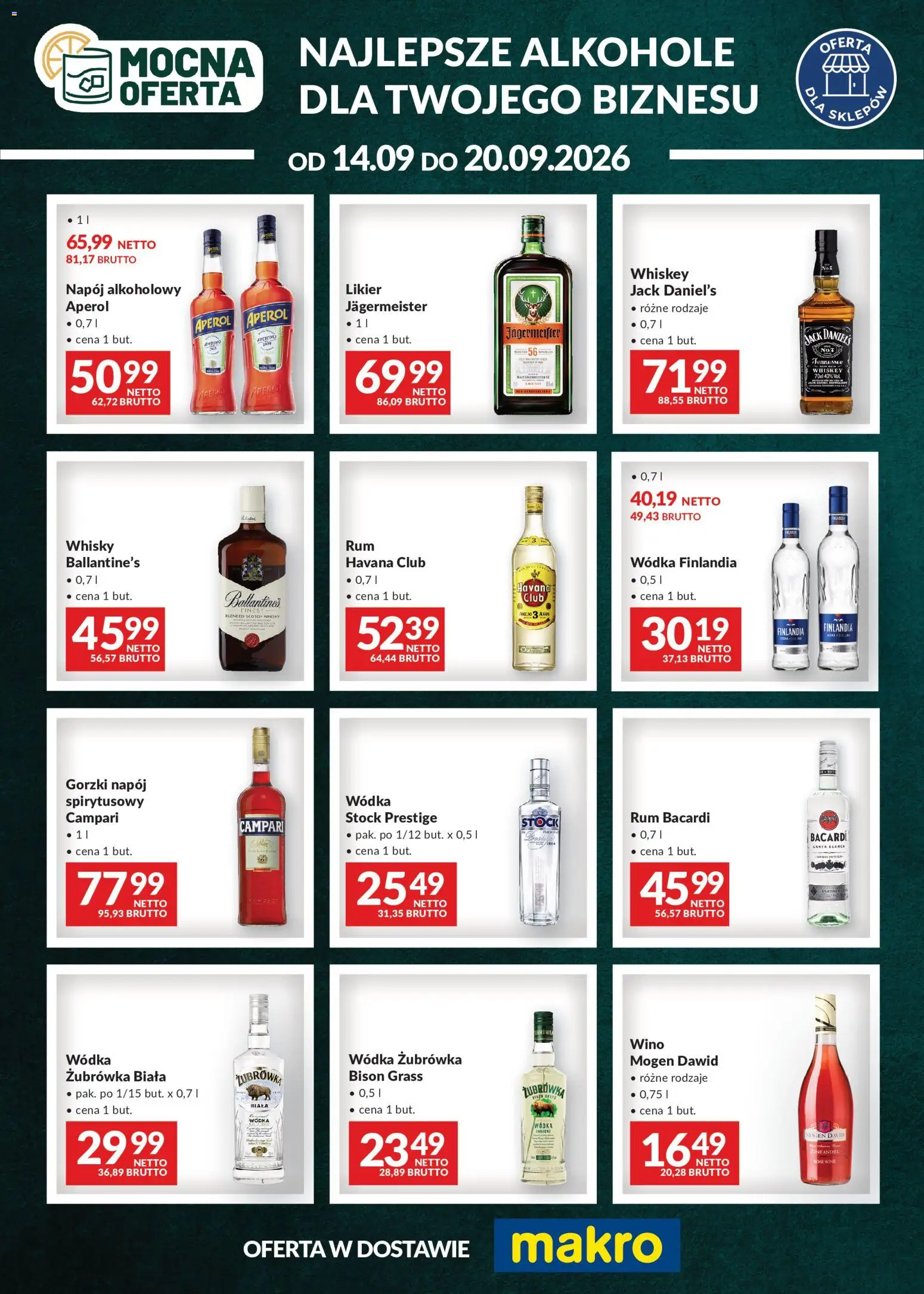 Makro gazetka - Mocna oferta od 14.09.2026 | Strona: 1 | Produkty: Jack Daniel's, Aperol, Havana, Havana Club