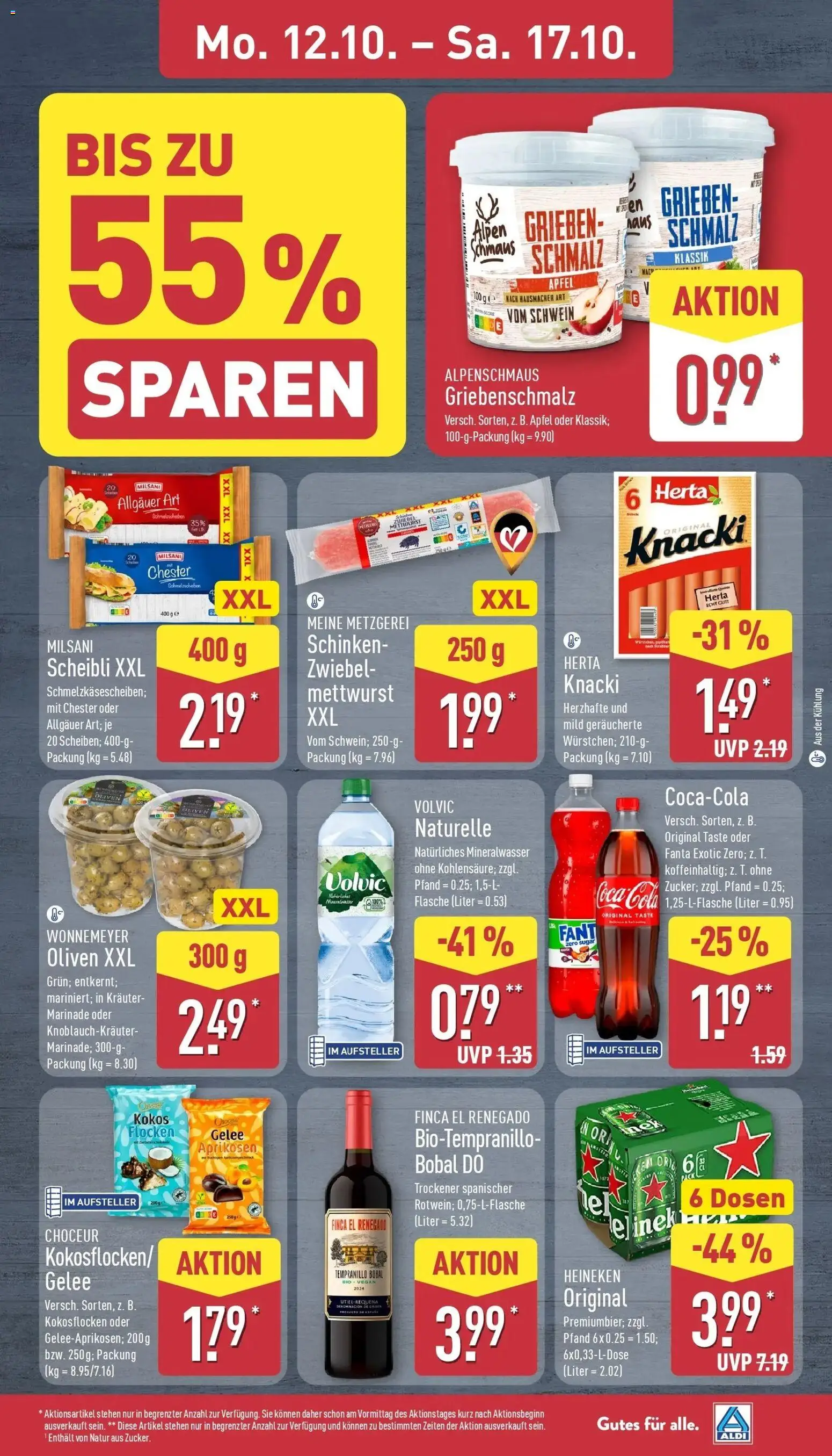 Aldi Aktueller Prospekt (ab 12.10.2026) » Angebote Online | Seite: 7 | Produkte: Mineralwasser, Heineken, Volvic, Flocken