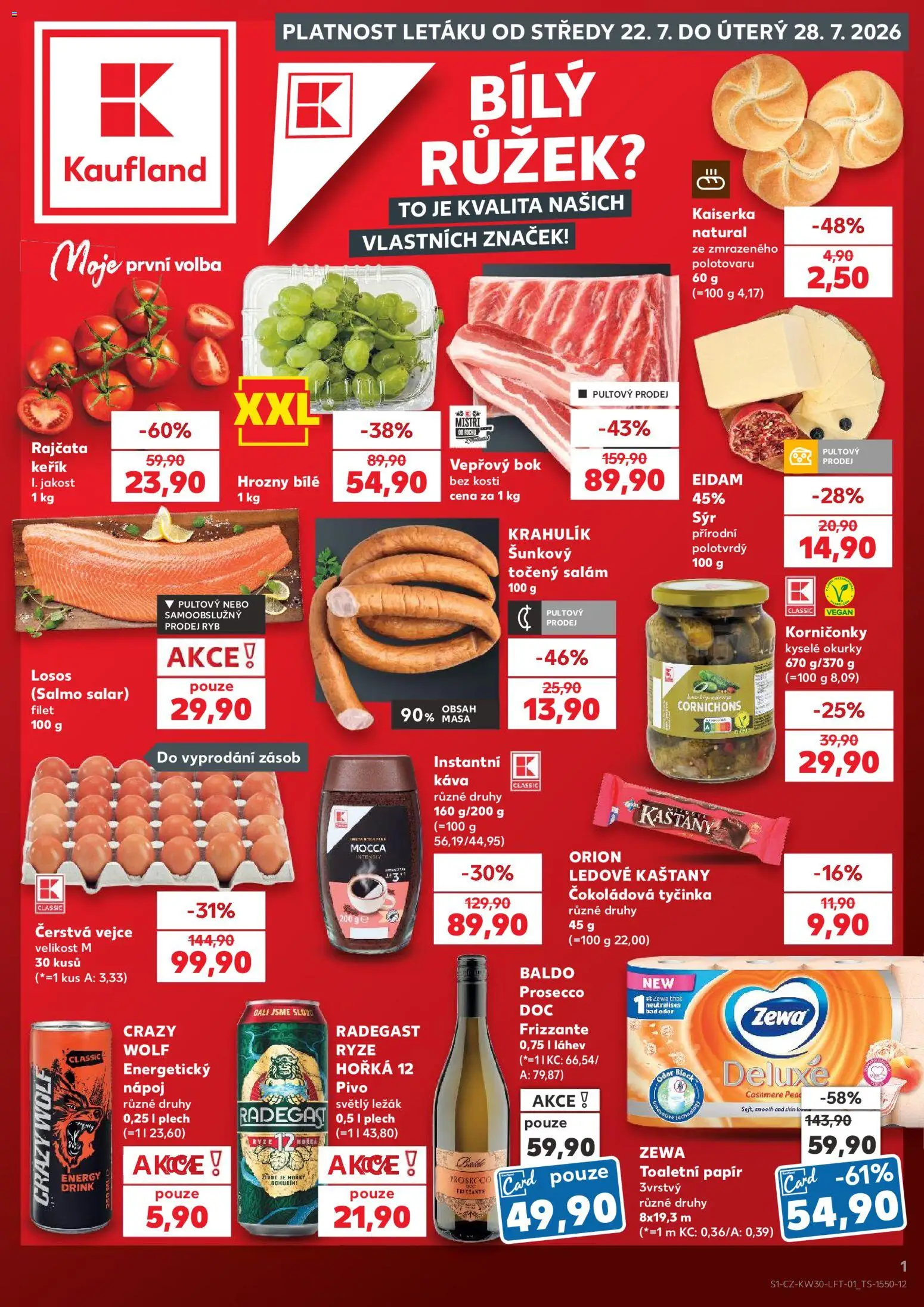 Kaufland leták od 22.07.2026 | Strana: 1 | Produkty: Vegan, Radegast, Kyselé okurky, Energy drink