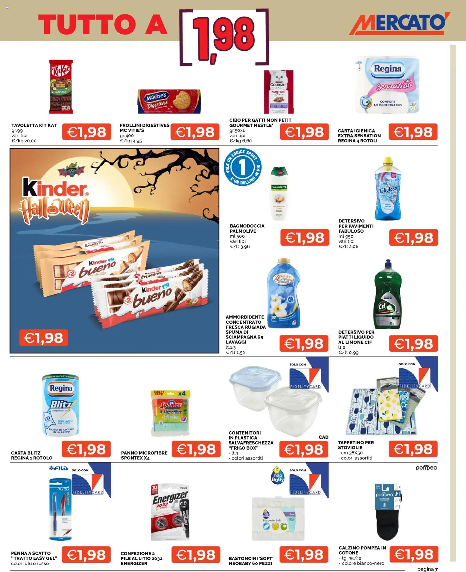 Volantino Mercatò del 22/10/2026 | Pagina: 7 | Prodotti: Pile, Ammorbidente, Piatti, Frollini
