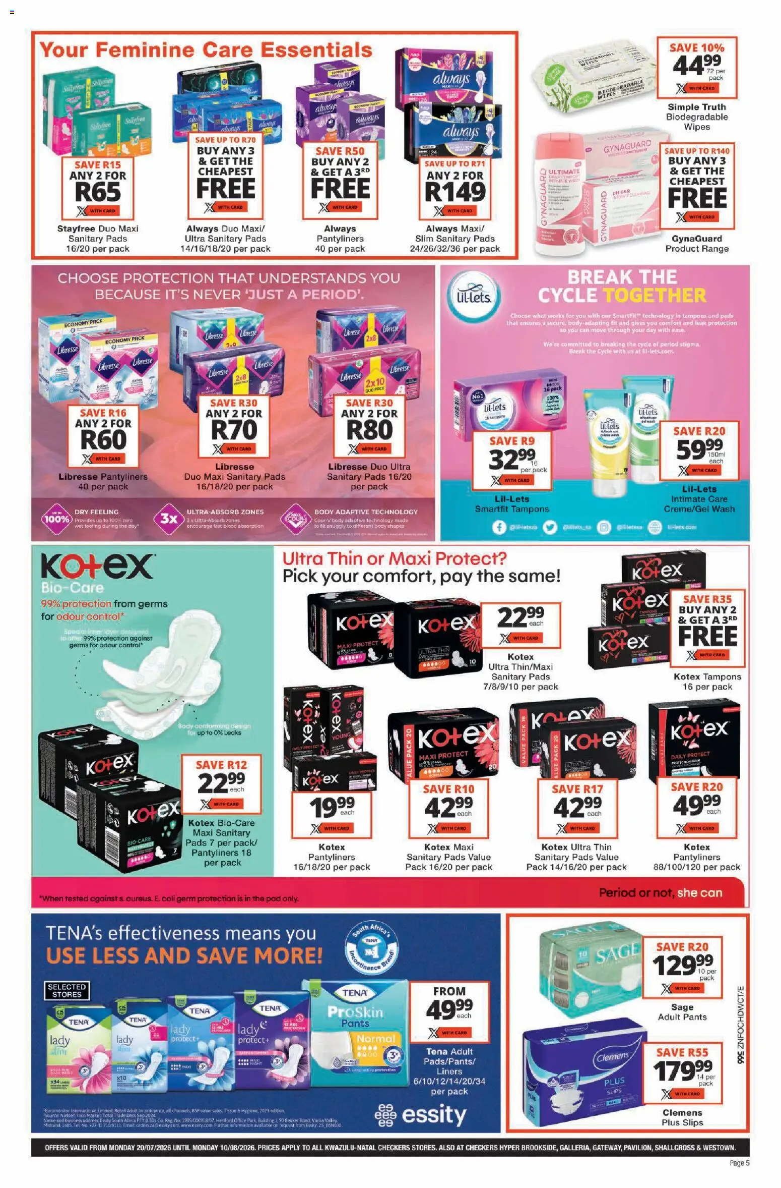 New Checkers catalogue – valid from 20/07/2026 | Page: 5 | Products: Pants, Pads
