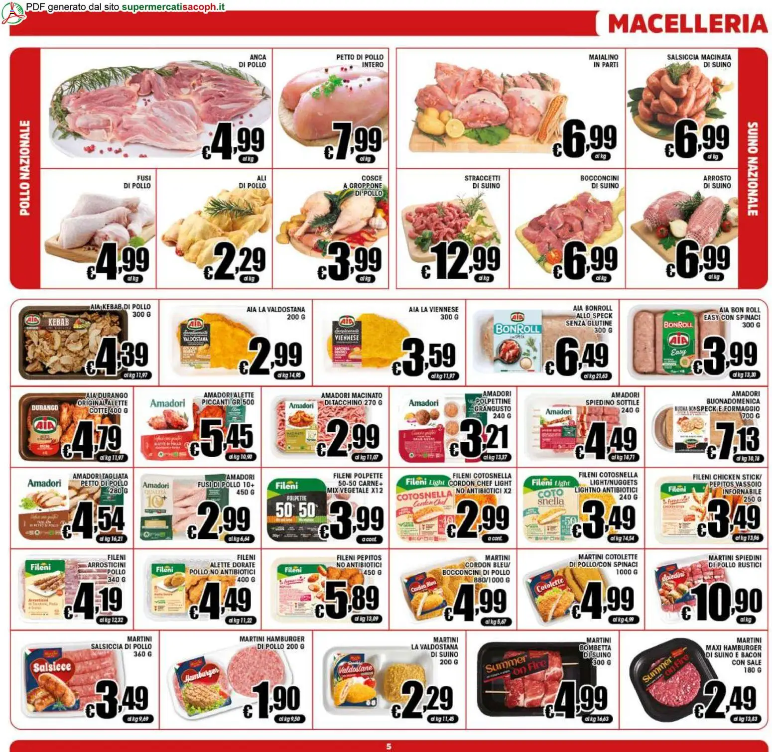 Volantino Sacoph del 20.05.2026 | Pagina: 5 | Prodotti: Tacchino, Rustici, Vassoio, Macinato