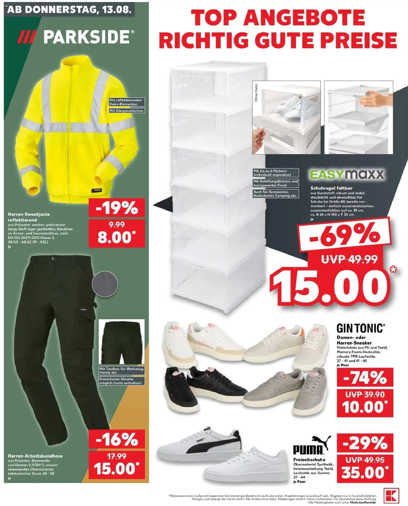 Prospekt Kaufland ab 10.08.2026 » Angebote Online zum Blättern | Seite: 9 | Produkte: Top, Taschen, Schuhregal, Wasser