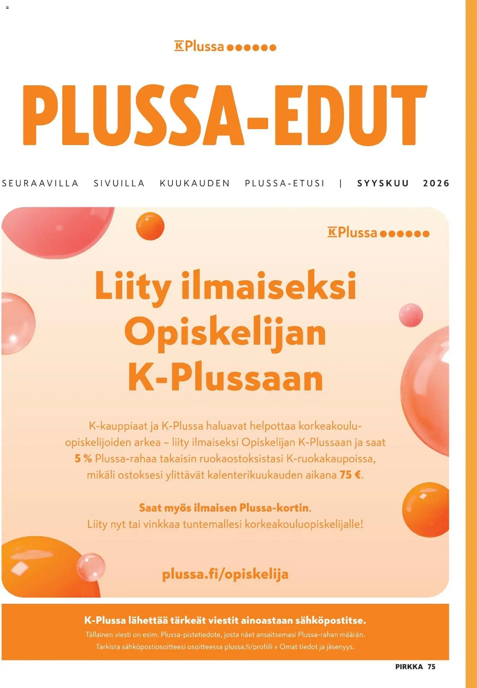 K-Market - Pirkka 9/2026 – voimassa 26/08/2026 alkaen | Sivu: 75