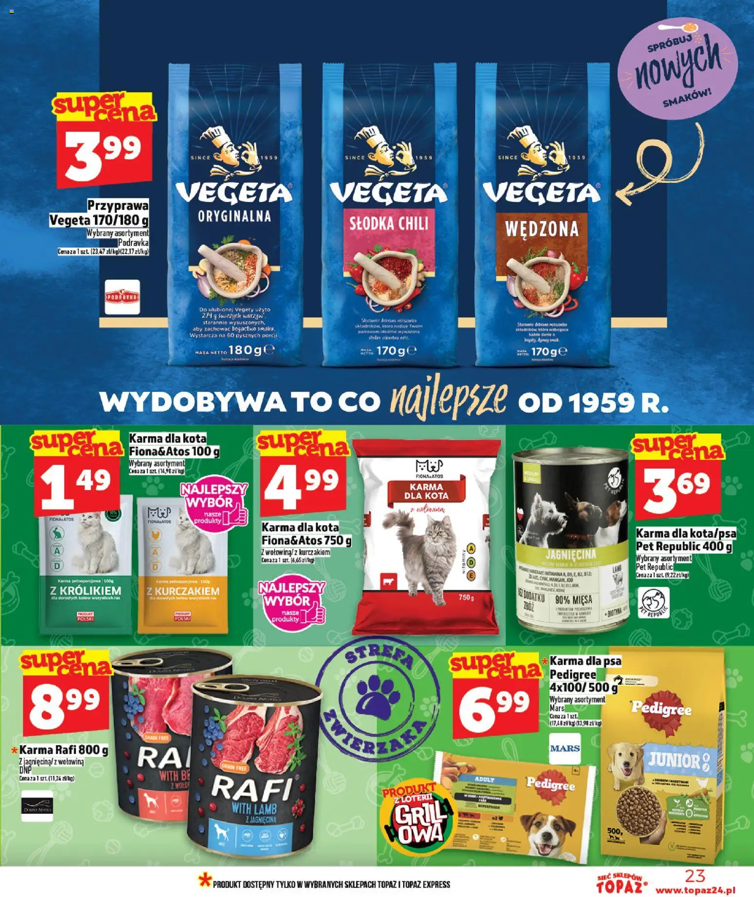 Topaz gazetka - MAZ od 30.04.2026 | Strona: 23 | Produkty: Chili, Jagnięcina, Karma dla kota, Karma dla psa