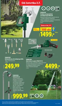 PARKSIDE Baštenski tuš, Spoljni tuš jednostavan i fleksibilan za postavljanje Sa šiljakom za travnjake. Lako dostupan okretni ventil za regulisanje količine vode uklj. start i stop funkciju Visina: cca 227 cm Radni pritisak: maks. 4 bar Baštensko crevo nije uključeno u obim isporuke - pregled Lidl kataloga - važi od 02.07.2026 | Strana: 69