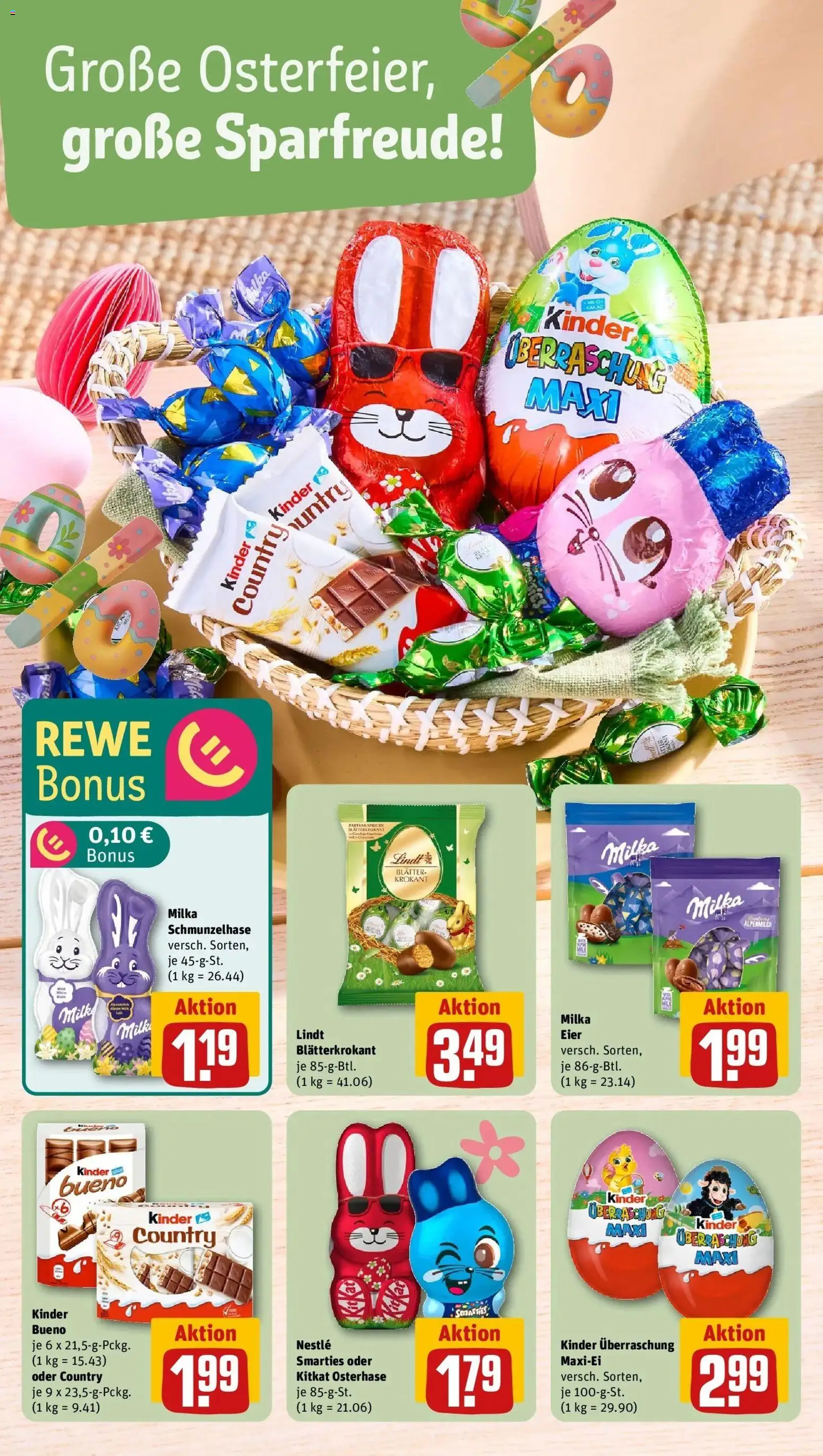 Rewe Prospekt Bad Orb	 – gültig ab 23.03.2026 | Seite: 4 | Produkte: Smarties, Milka, Lindt, Kinder country
