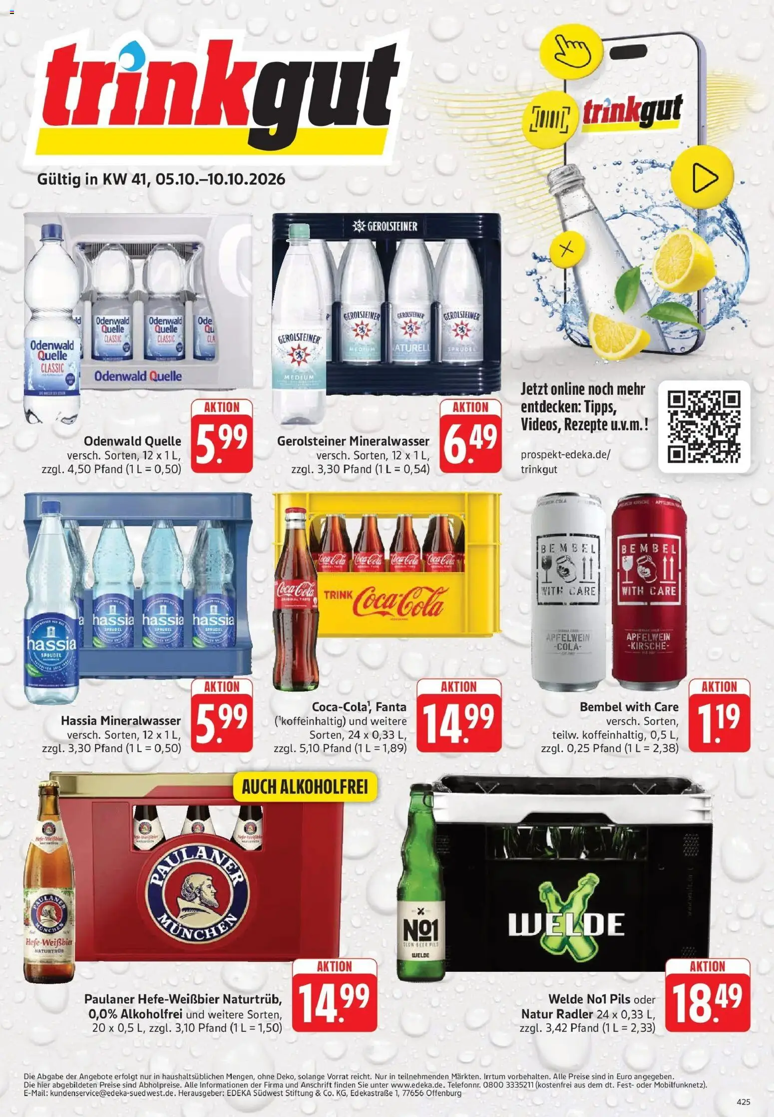 Trinkgut - trinkgut: Wochenangebote – gültig ab 05.10.2026 | Seite: 1 | Produkte: Cola, Mineralwasser, Radler, Gerolsteiner