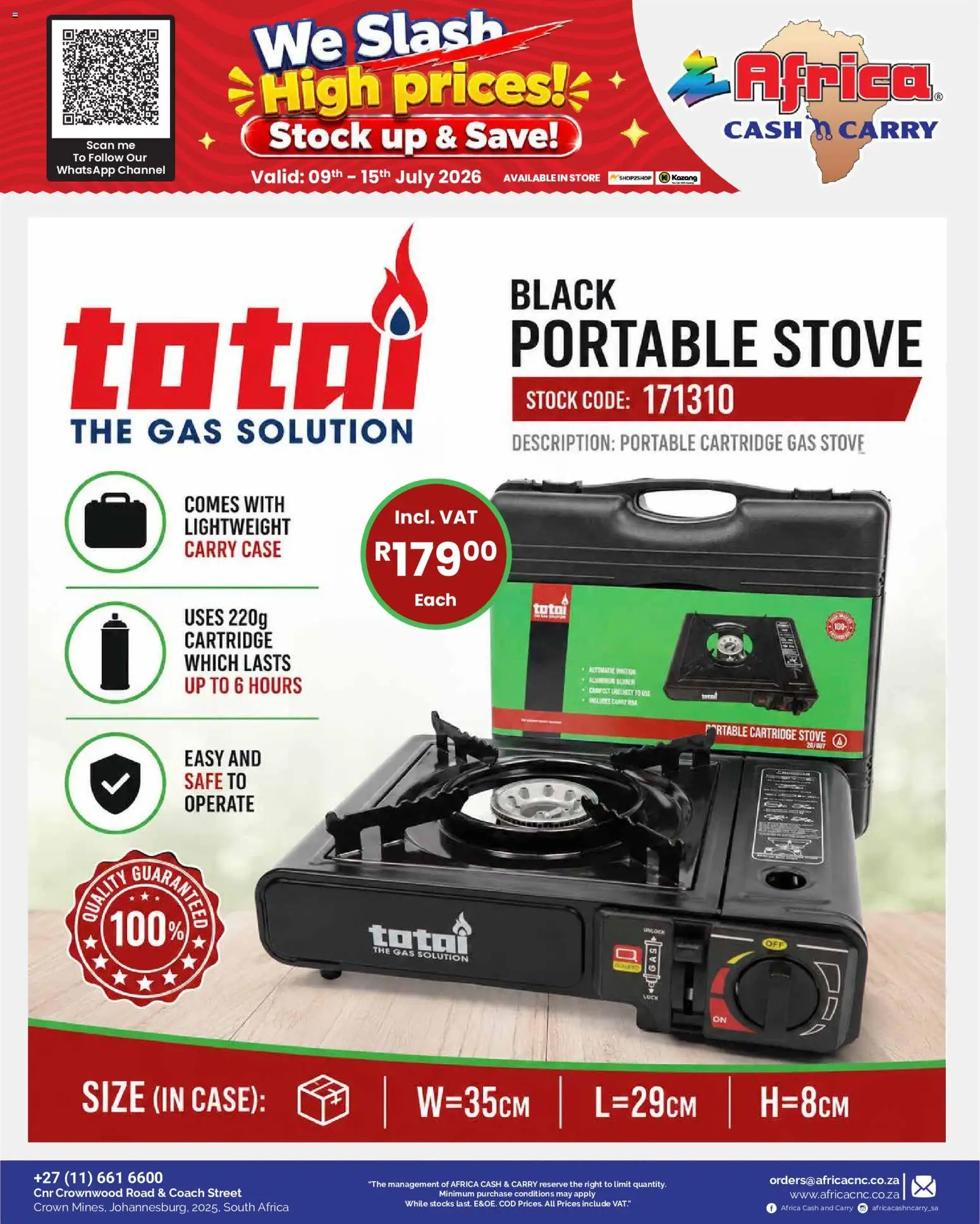New Africa Cash & Carry catalogue – valid from 09/07/2026 | Page: 33 | Products: Case, Stove, Gas stove, Stock
