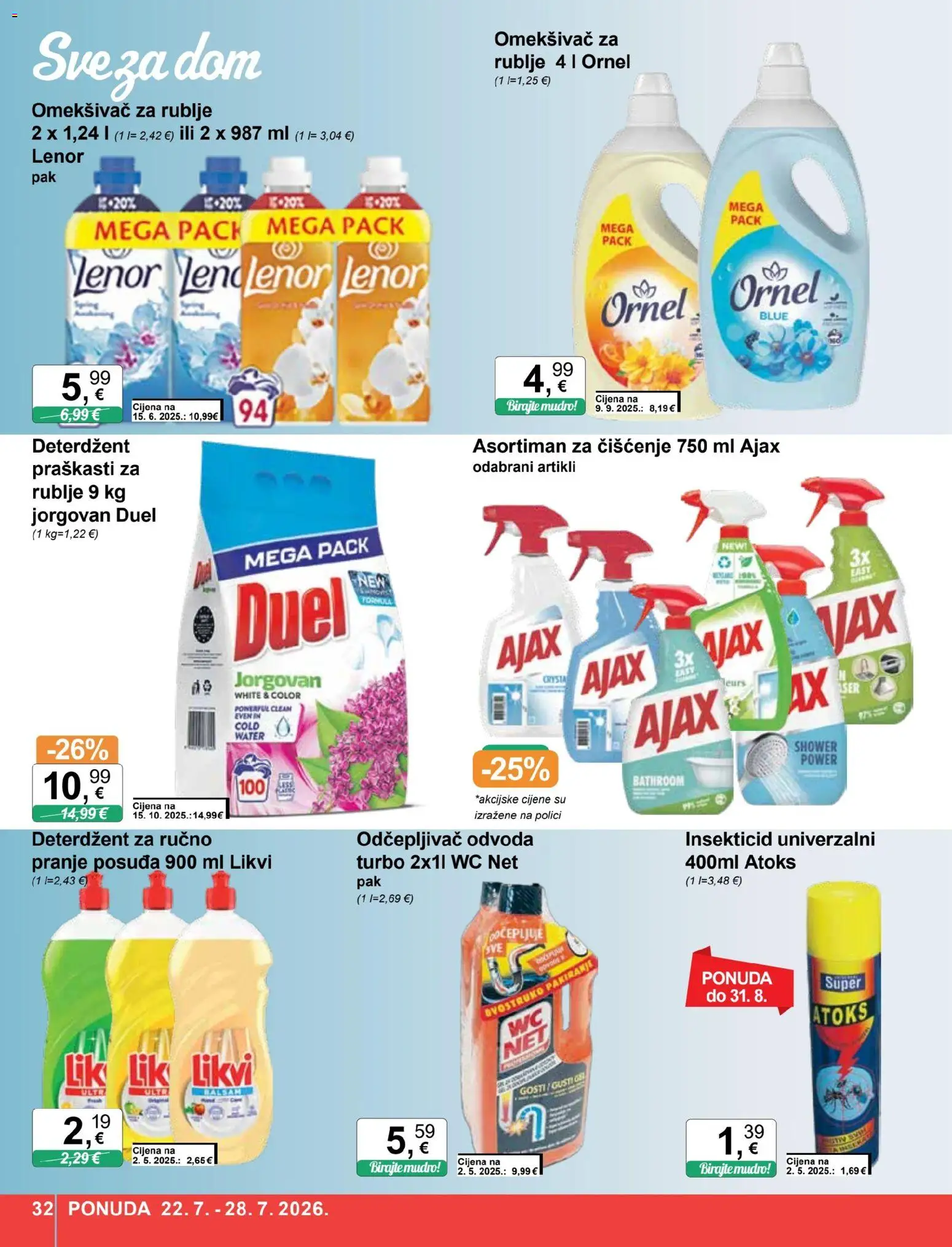 KTC katalog | vrijedi od 22.07.2026 | Stranica: 32 | Proizvodi: Omekšivač, Deterdžent, WC Net, Lenor
